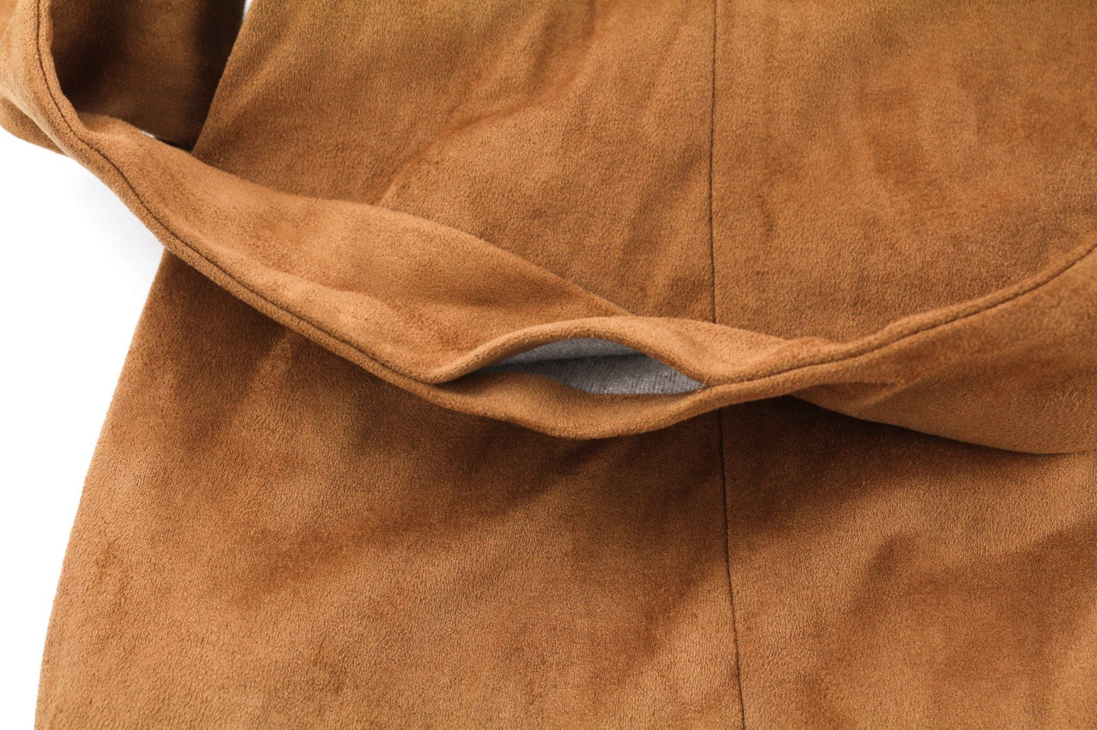 NIFE Women's M Brown Faux Suede Stretch Long Belted Double-Breasted Coat