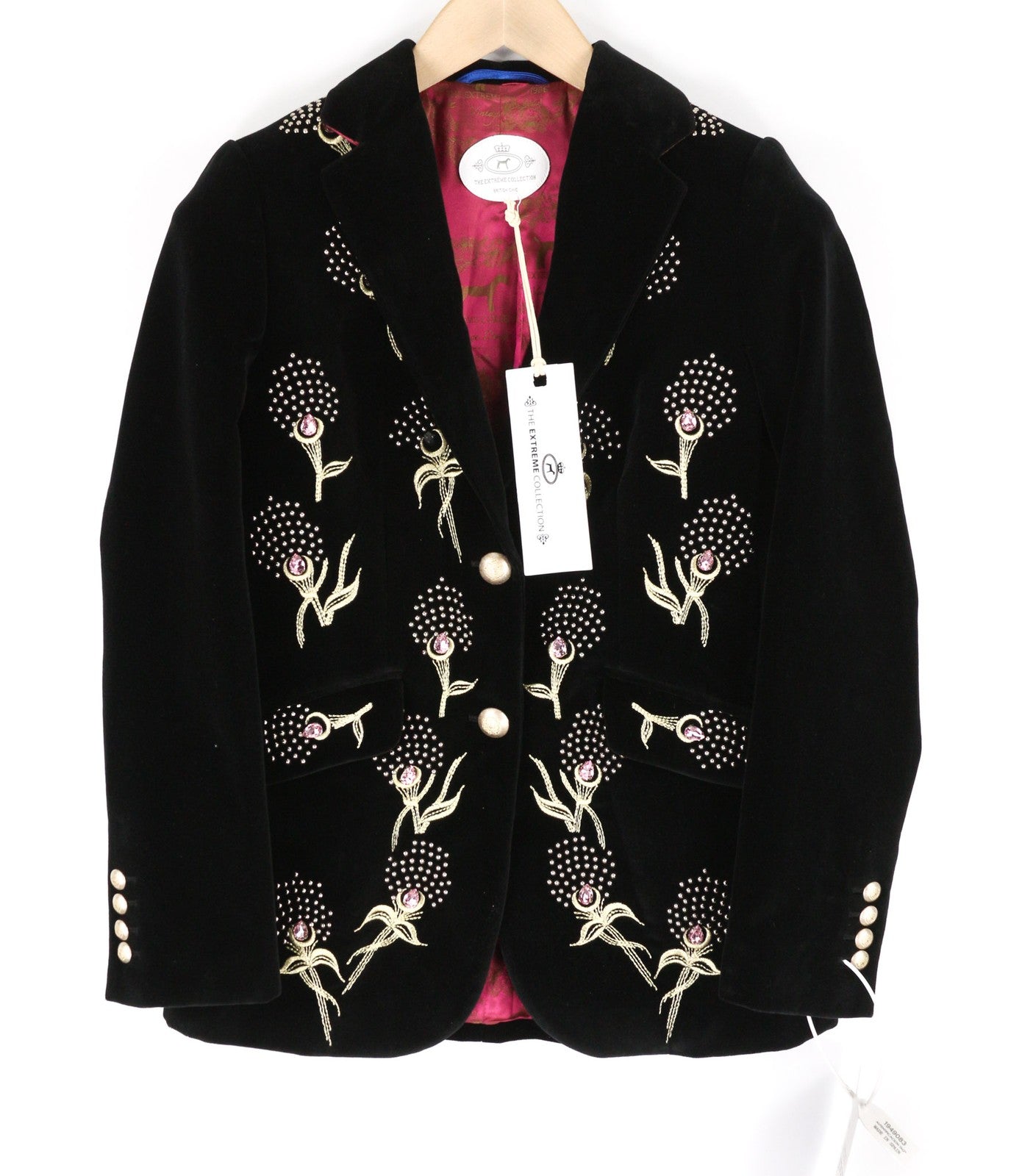 THE EXTREME COLLECTION Huga Love Negro Women's 36 Black Velvet Patterned Blazer