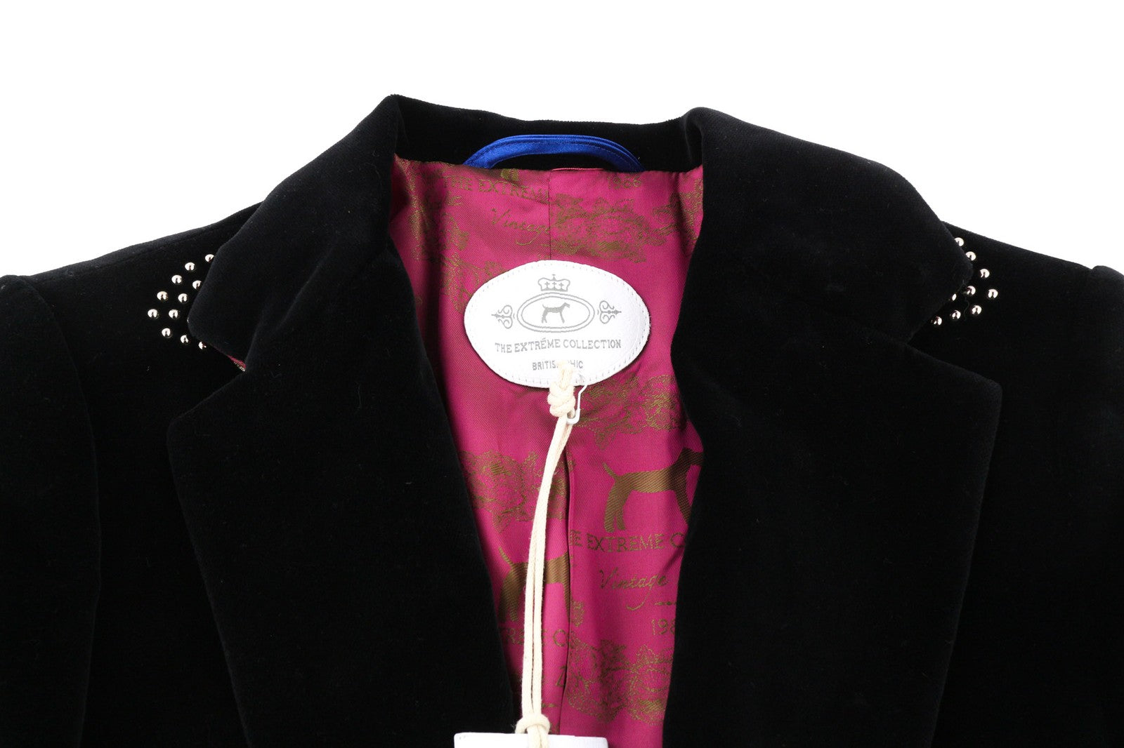 THE EXTREME COLLECTION Huga Love Negro Women's 36 Black Velvet Patterned Blazer
