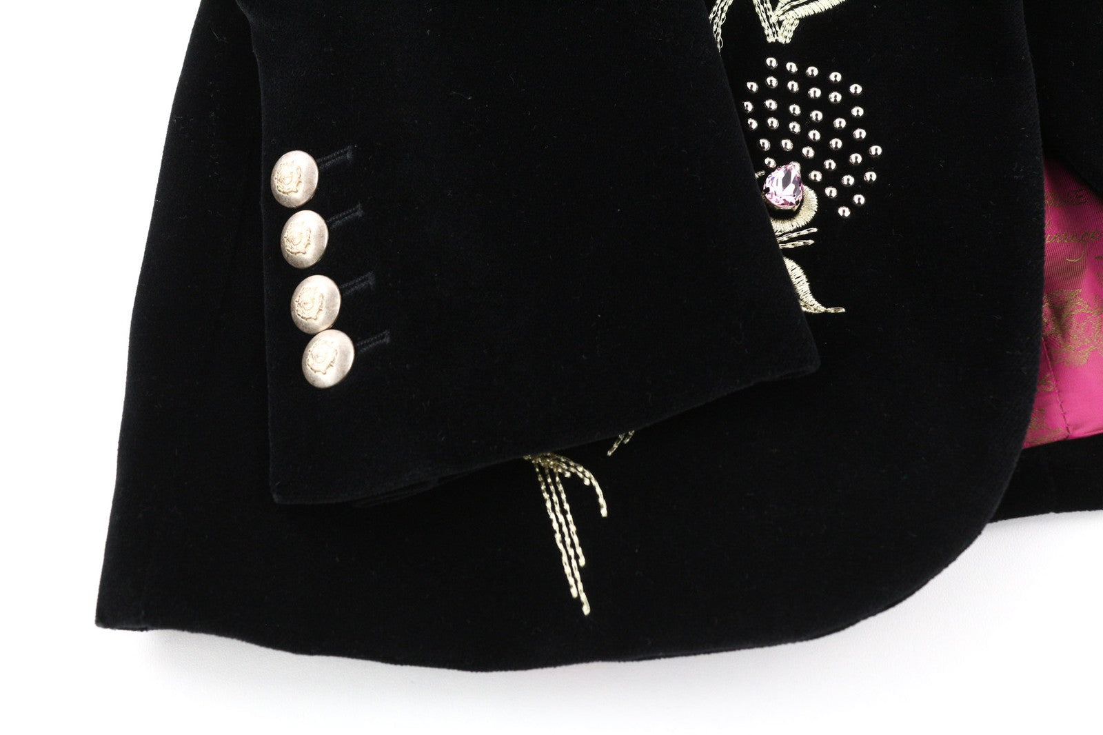 THE EXTREME COLLECTION Huga Love Negro Women's 36 Black Velvet Patterned Blazer