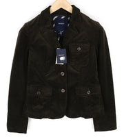 GANT Women's 34 Dark Brown Corduroy Cotton Stretch Single-Breasted Blazer