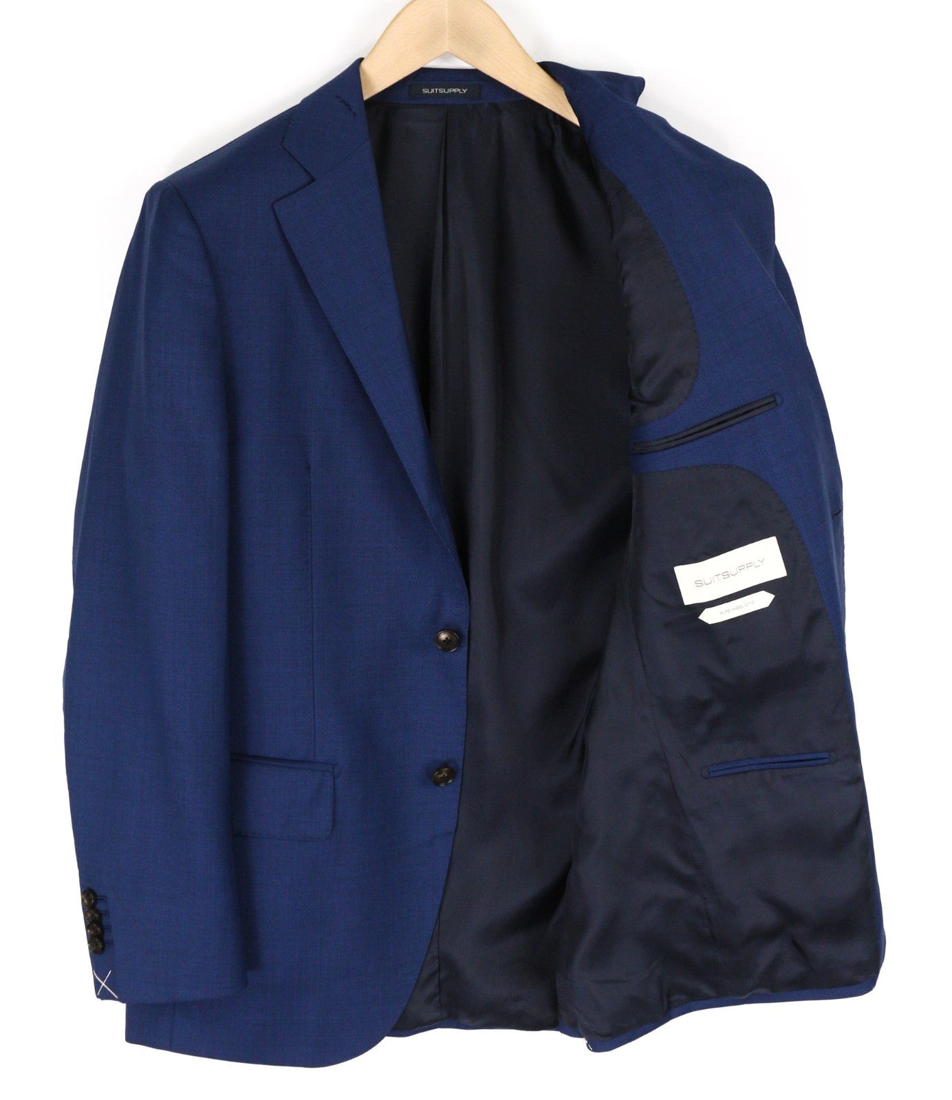 SUITSUPPLY Lazio Men's UK38R Super 110s Wool Blue Slim Single-Breasted Blazer