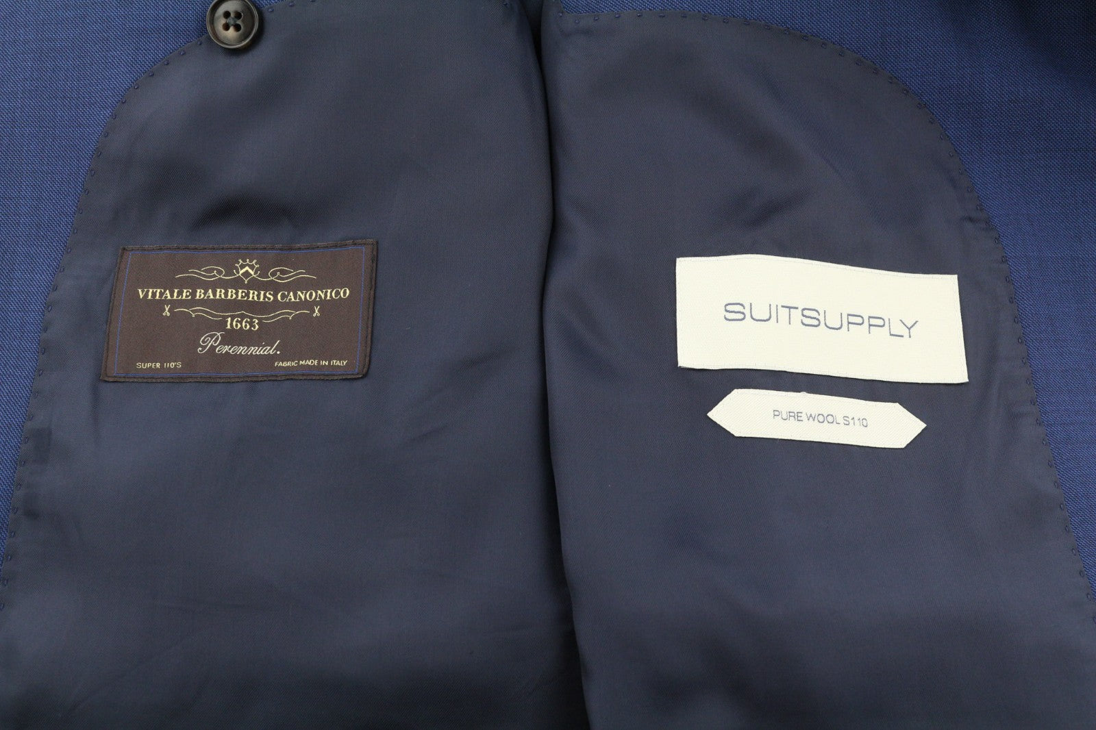 SUITSUPPLY Lazio Men's UK38R Super 110s Wool Blue Slim Single-Breasted Blazer