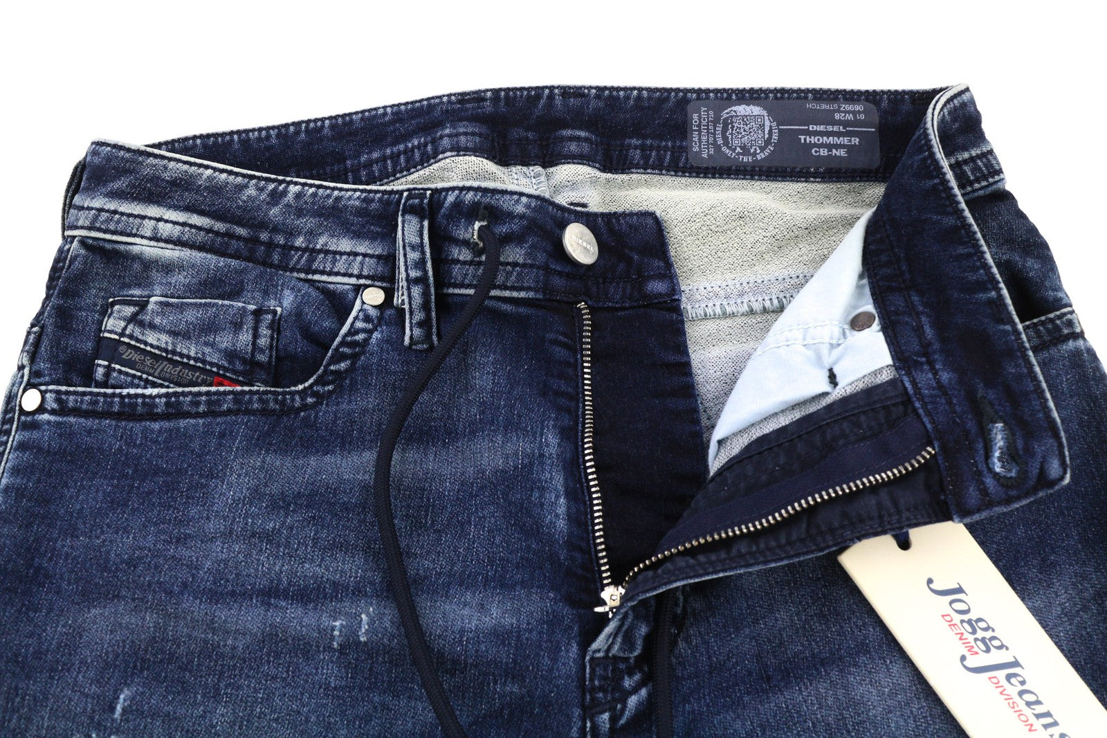 DIESEL Thommer CB-NE 0699Z vyriški džinsai W28 mėlyni, skalbti, prigludę, tamprūs užtrauktukai 