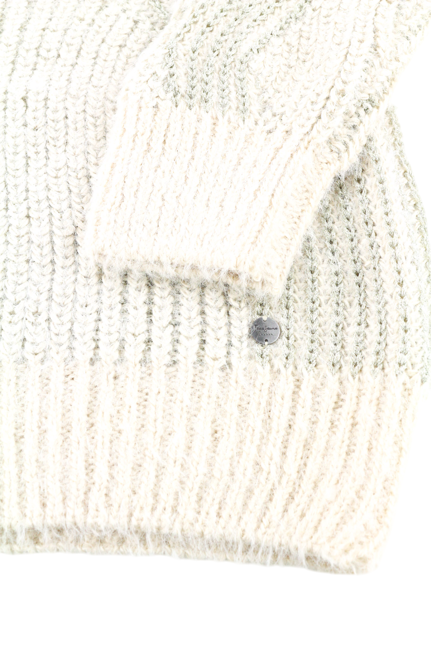 PEPE JEANS Marissa Women's L Off-White Wool Blend Knit Long Sleeve Jumper