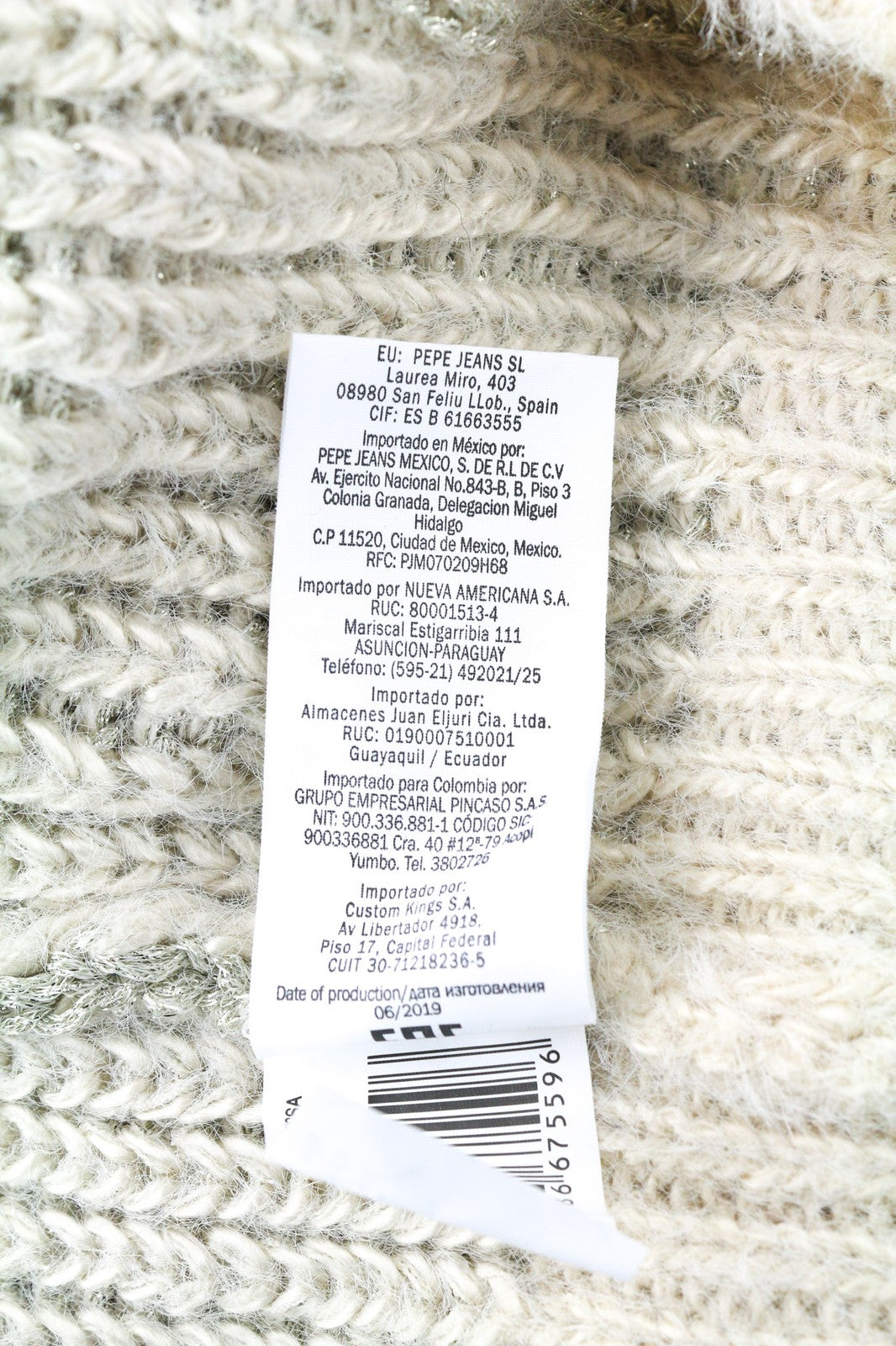 PEPE JEANS Marissa Women's L Off-White Wool Blend Knit Long Sleeve Jumper