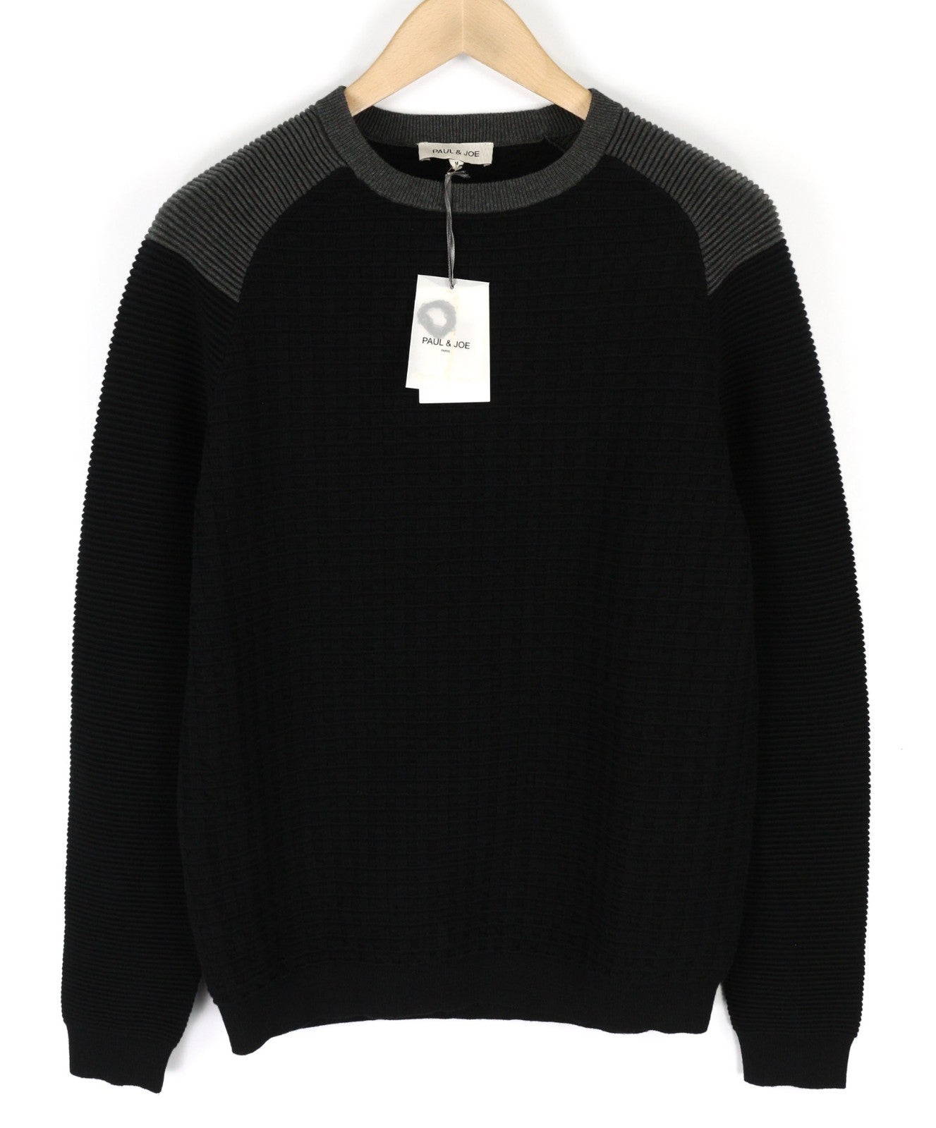 PAUL & JOE Men's M Black Round Neck Cotton Wool Long Sleeve Casual Sweatshirt