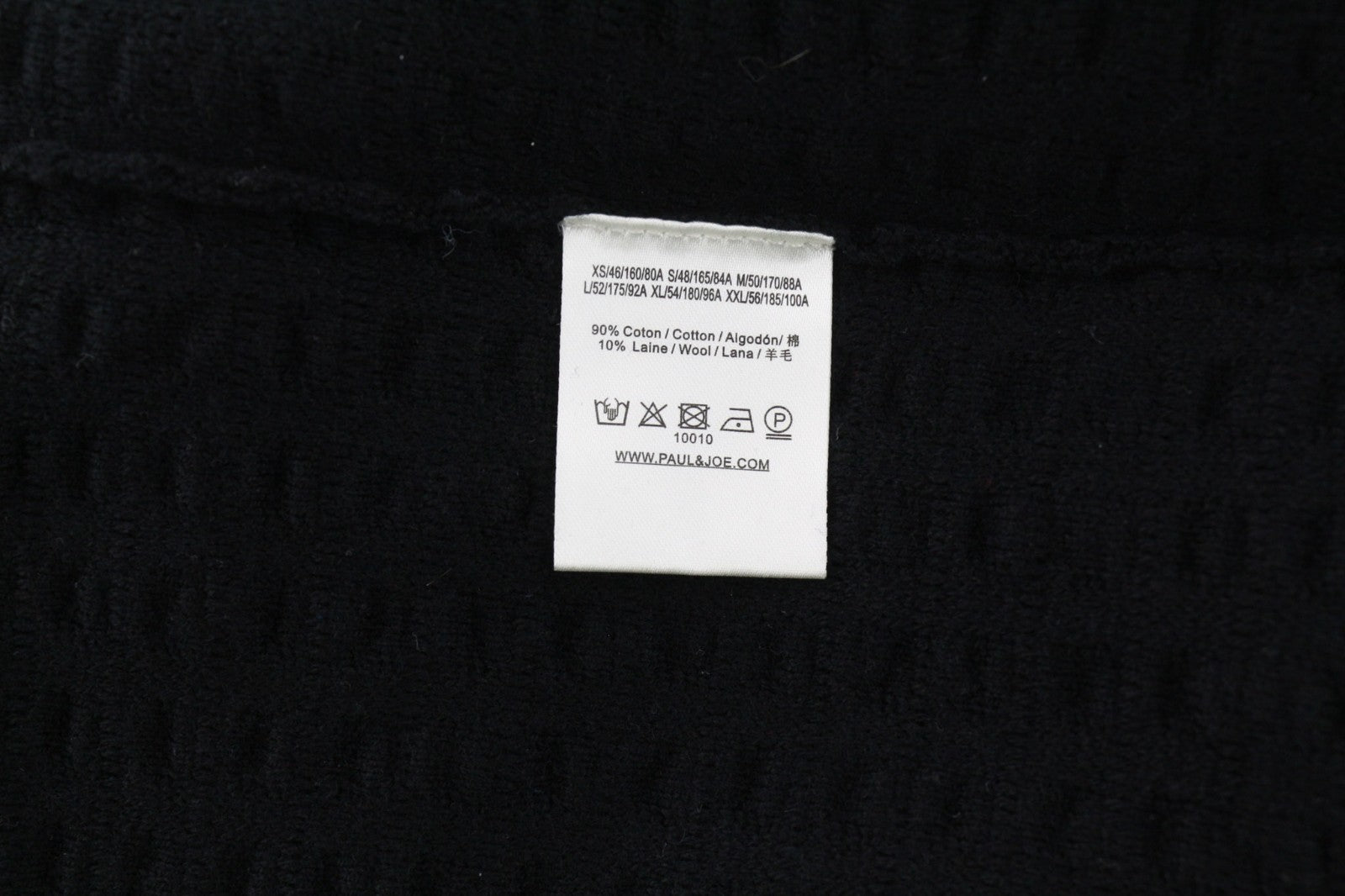 PAUL & JOE Men's M Black Round Neck Cotton Wool Long Sleeve Casual Sweatshirt