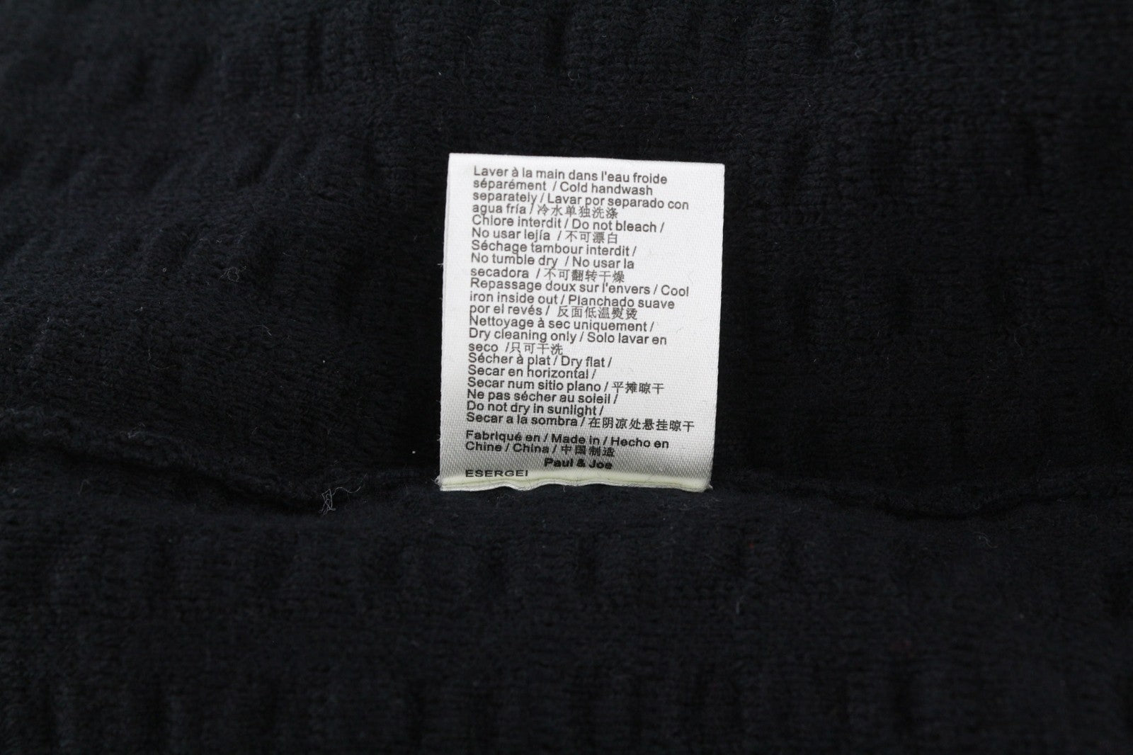 PAUL & JOE Men's M Black Round Neck Cotton Wool Long Sleeve Casual Sweatshirt