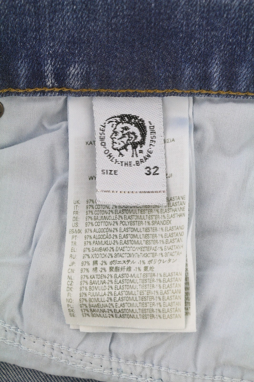 DIESEL D-Mihtry 009NF vyriški džinsai W32/L30 mėlyni, tiesūs, tamprūs, sagomis 