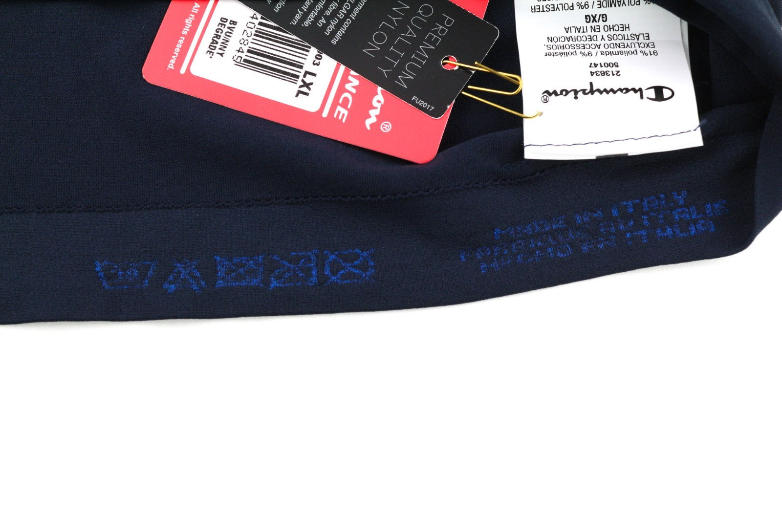 CHAMPION Men's L/XL Blue Stretch Long Sleeve Logo Sports T-Shirt