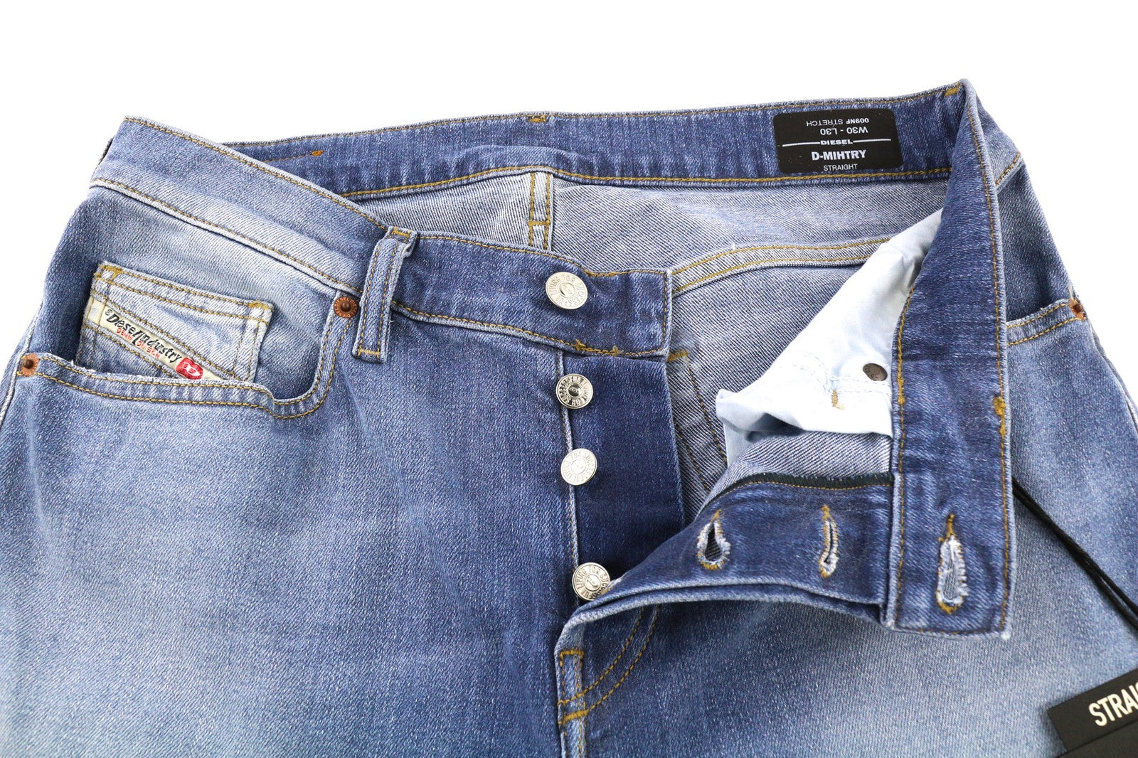 DIESEL D-Mihtry 009NF Men's Jeans W30/L30 Blue Straight Fit Stretch Button