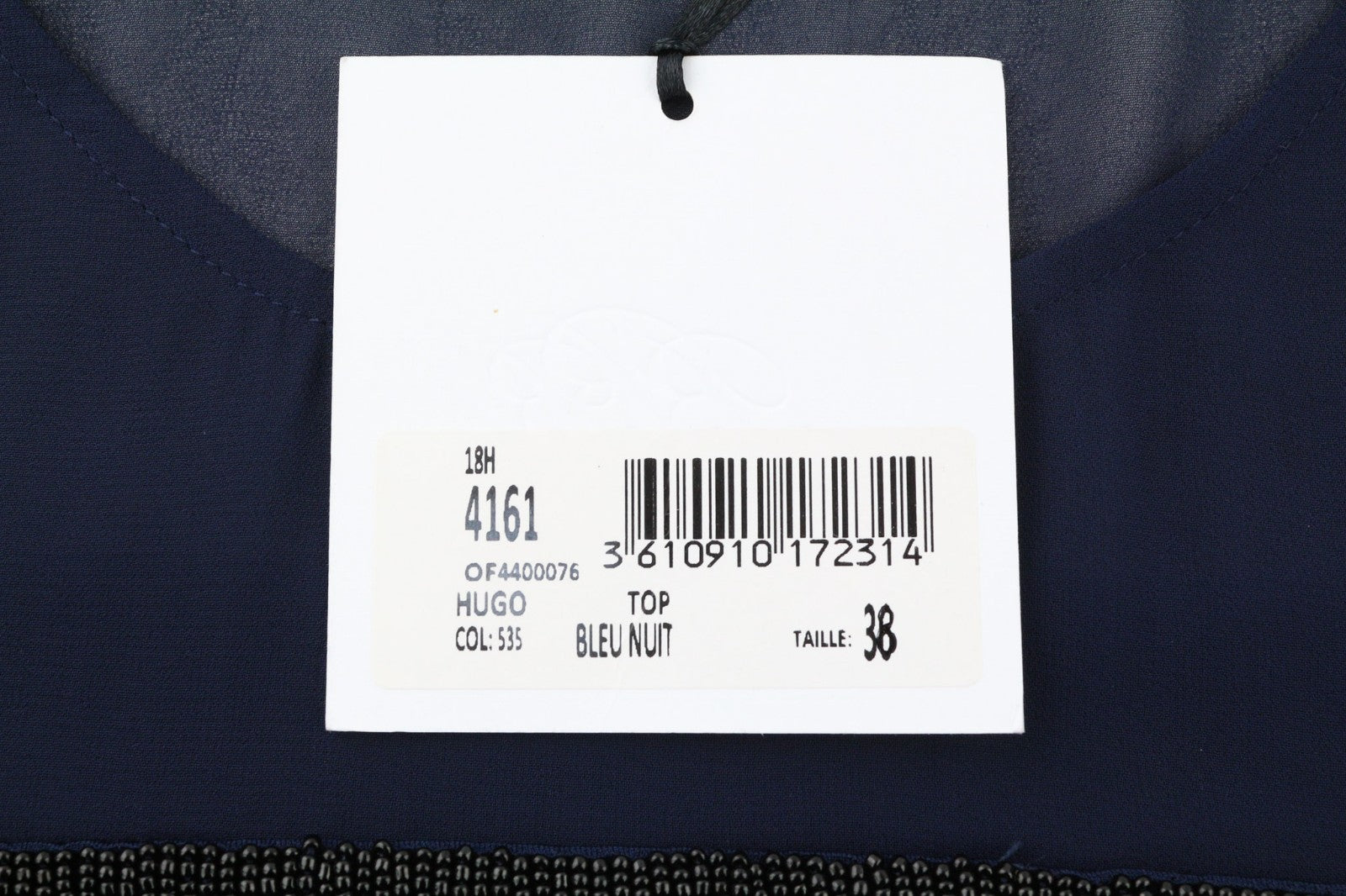 BLEU BLANC ROUGE Women's 38 Navy Stretch Sleeveless Round Neck Detailed Top