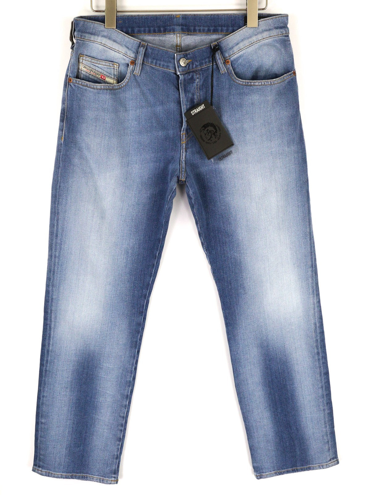 DIESEL D-Mihtry 009NF Men's Jeans W34/L30 Blue Straight Fit Stretch Button