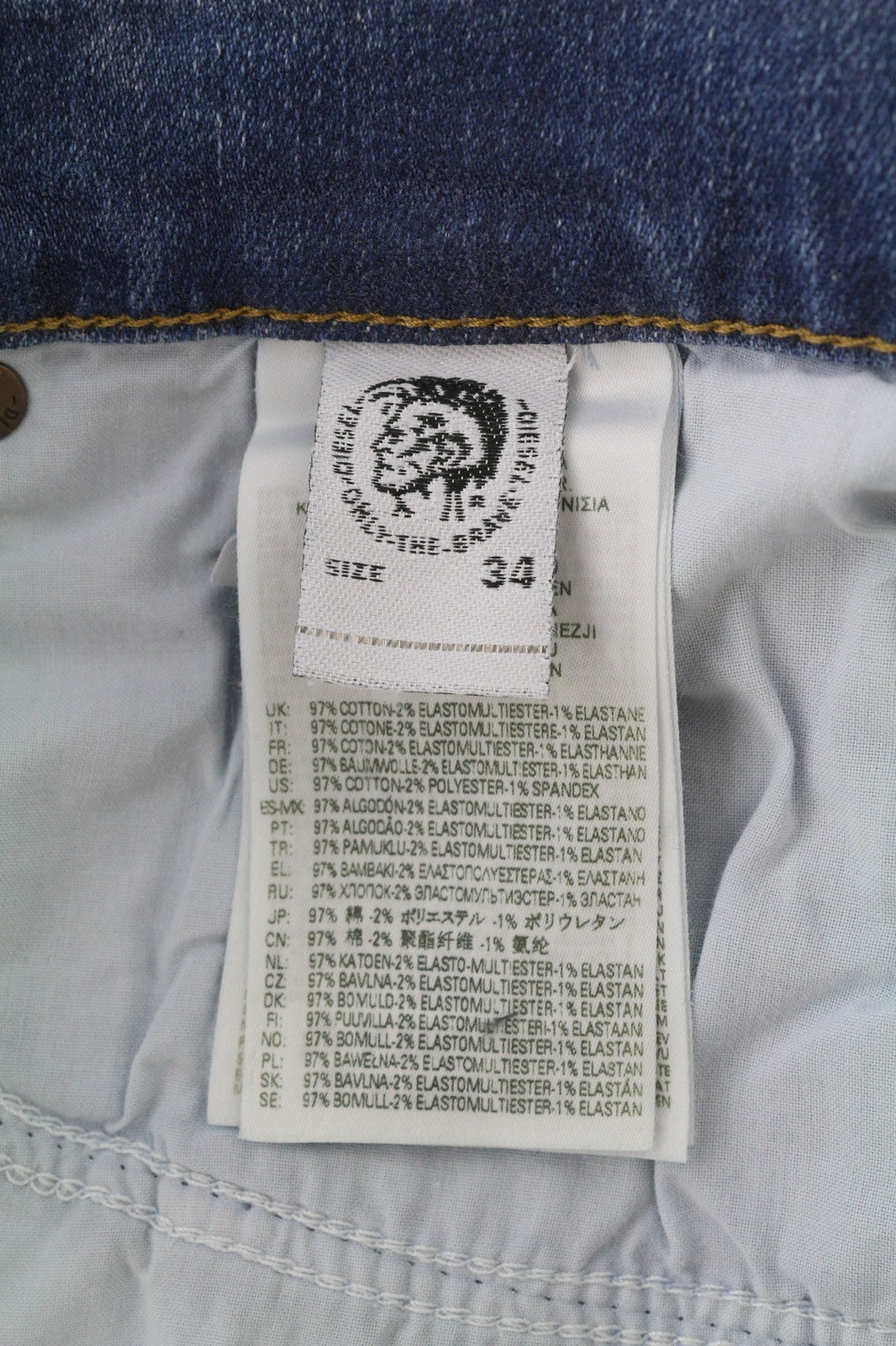 DIESEL D-Mihtry 009NF Men's Jeans W34/L30 Blue Straight Fit Stretch Button