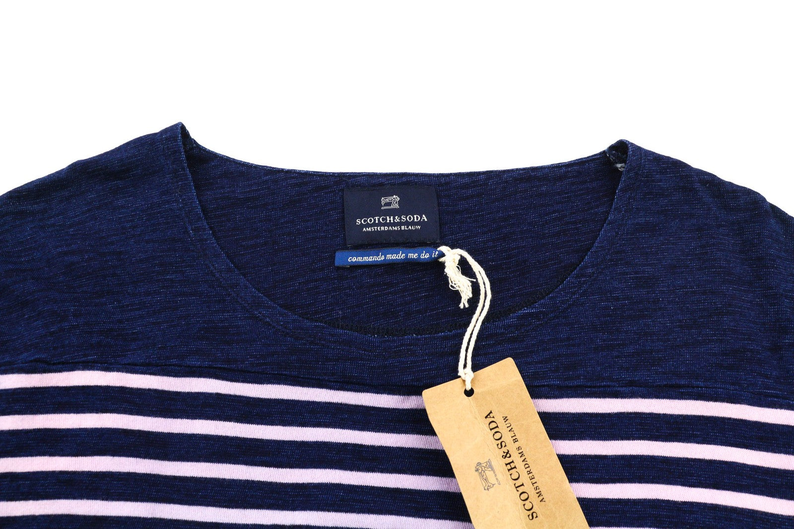 SCOTCH & SODA Ams Blauw Men's ~L Navy Striped Short Sleeve Casual Tee