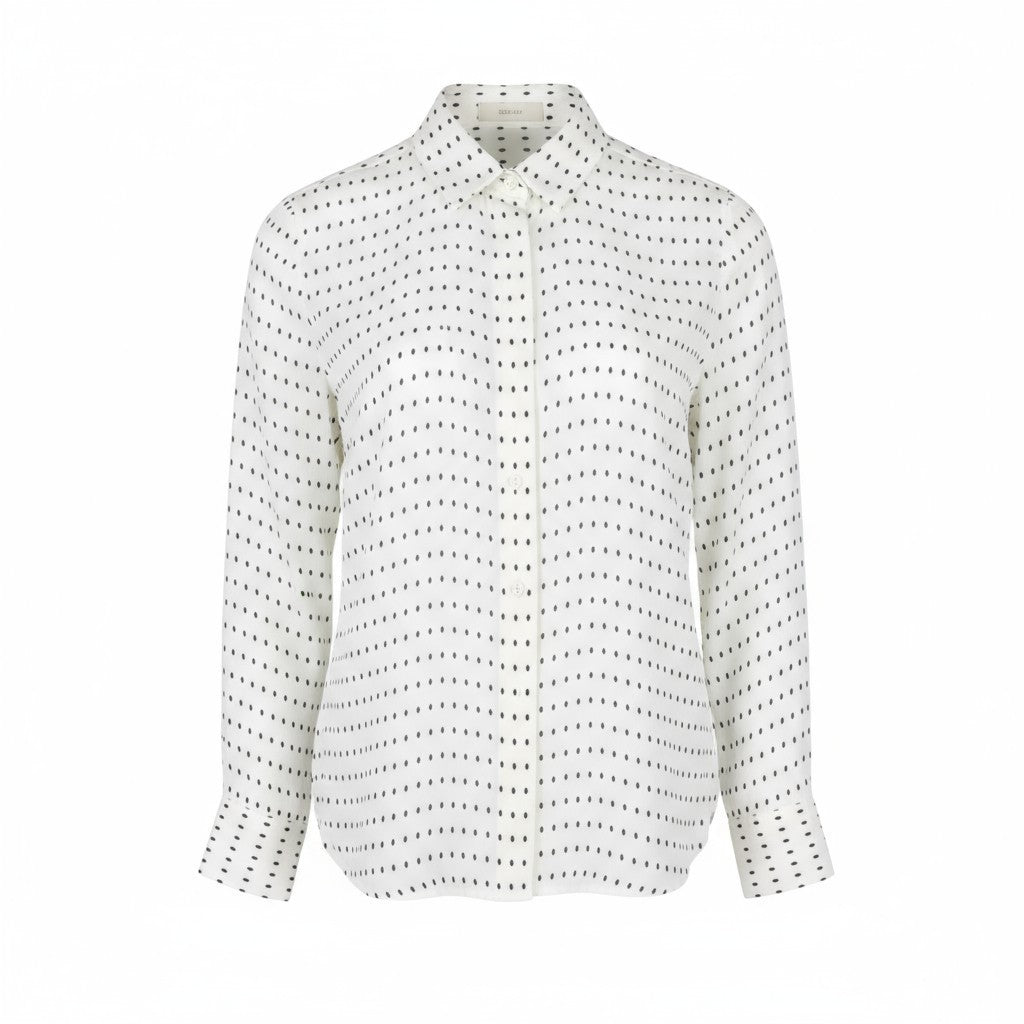 SUISTUDIO Charles Women's UK10 White Dot Pattern Stretch Long Sleeve Shirt