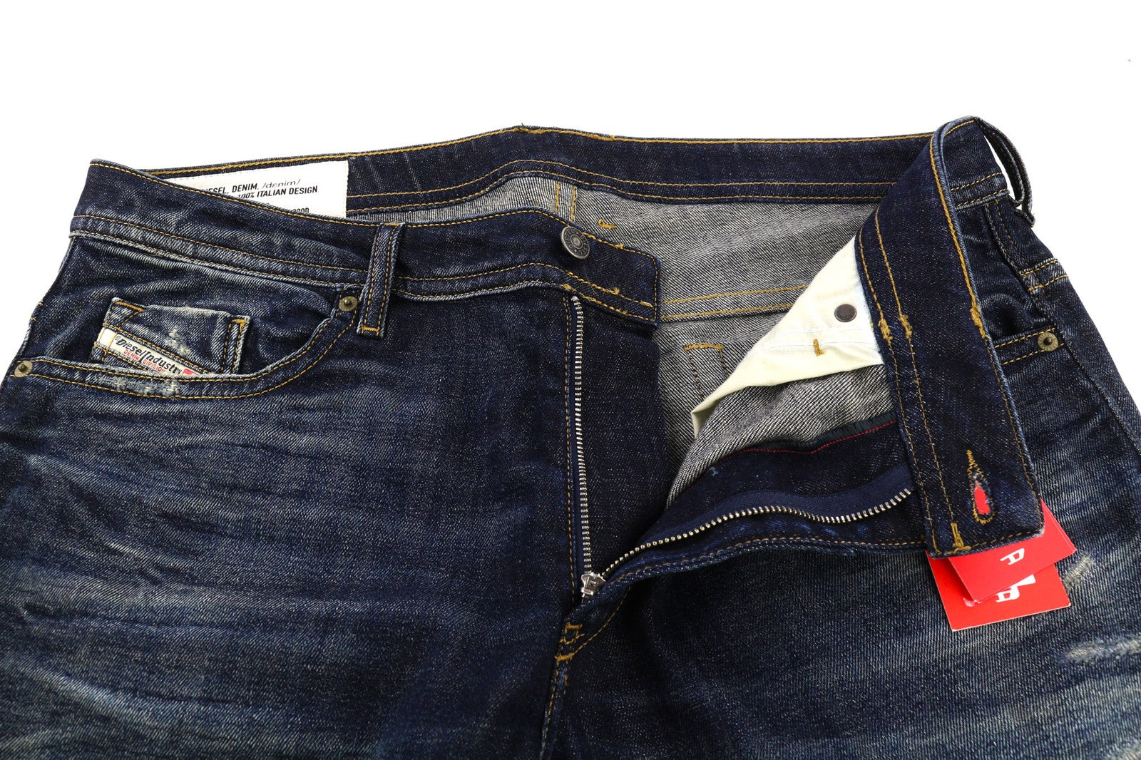 DIESEL Thommer-X 0096U Men's Jeans W38/L32 Blue Washed Slim Distress Zip Fit