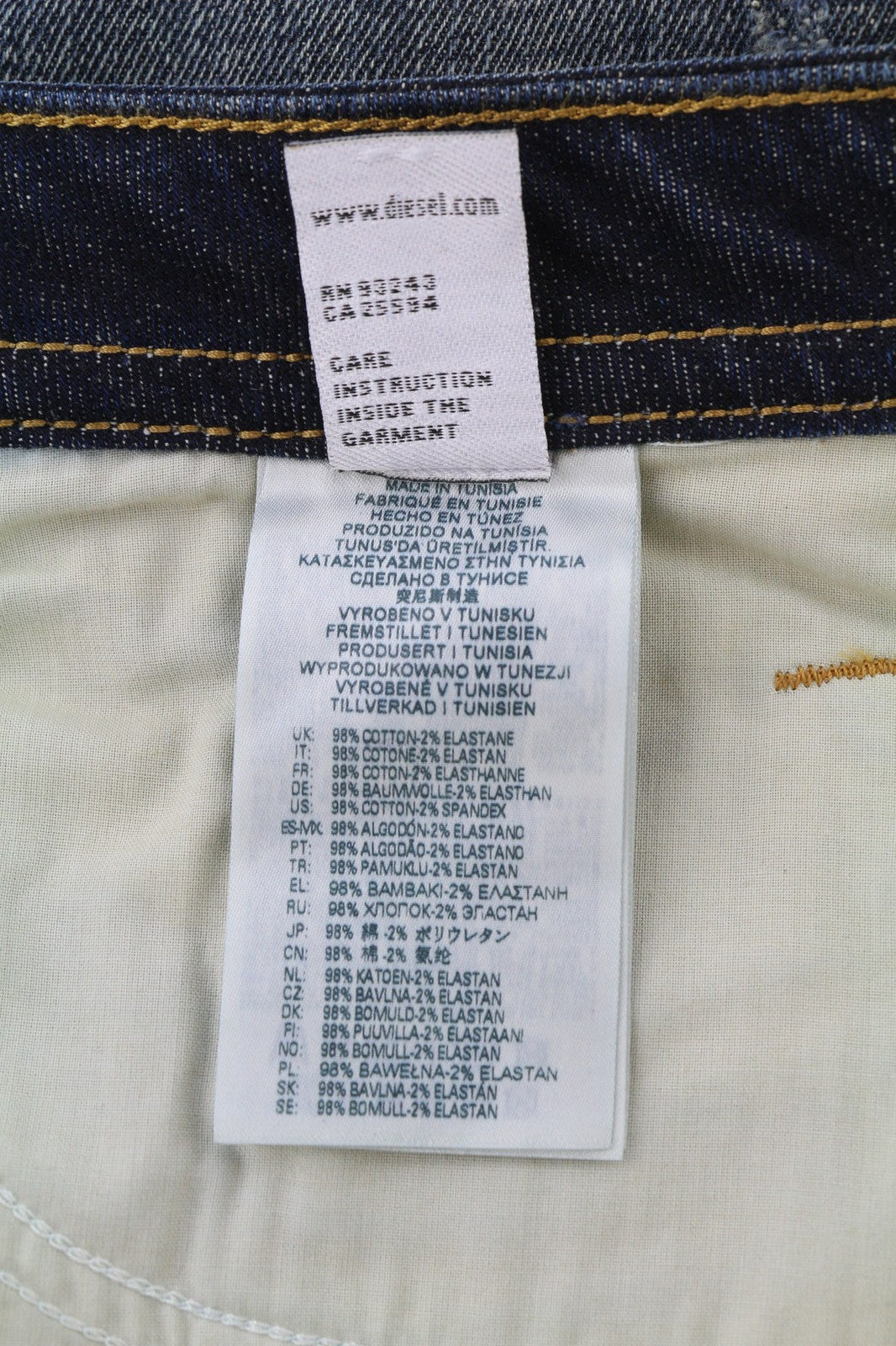 DIESEL Thommer-X 0096U Men's Jeans W38/L32 Blue Washed Slim Distress Zip Fit