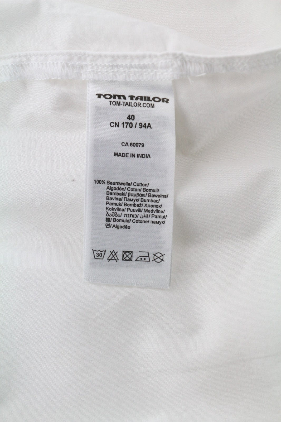 TOM TAILOR Women's 40 White Cotton Long Sleeve Shirt Pearl Detailed Collar