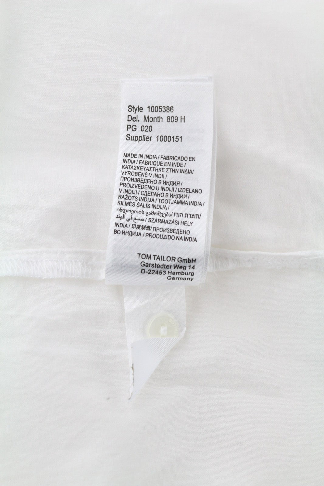 TOM TAILOR Women's 40 White Cotton Long Sleeve Shirt Pearl Detailed Collar