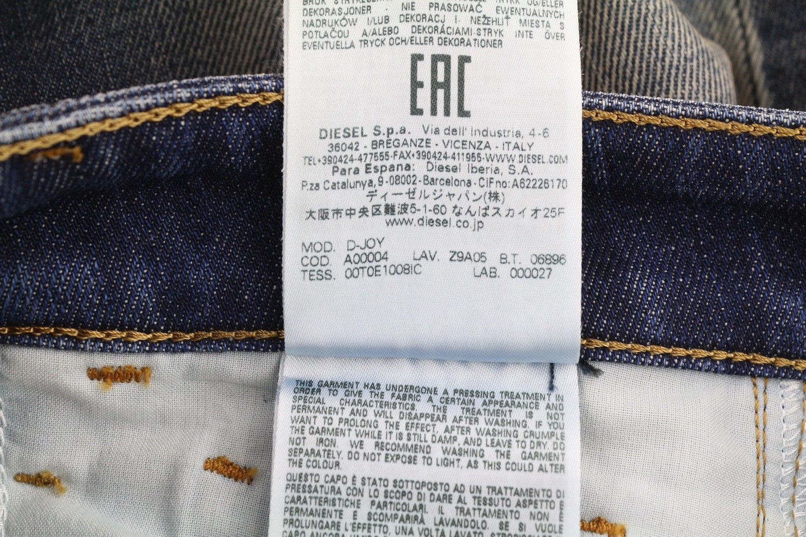 DIESEL D-Joy Z9A05 moteriški džinsai W26/L32 mėlyni, skalbti, ploni, tamprūs, vidutinio liemens 