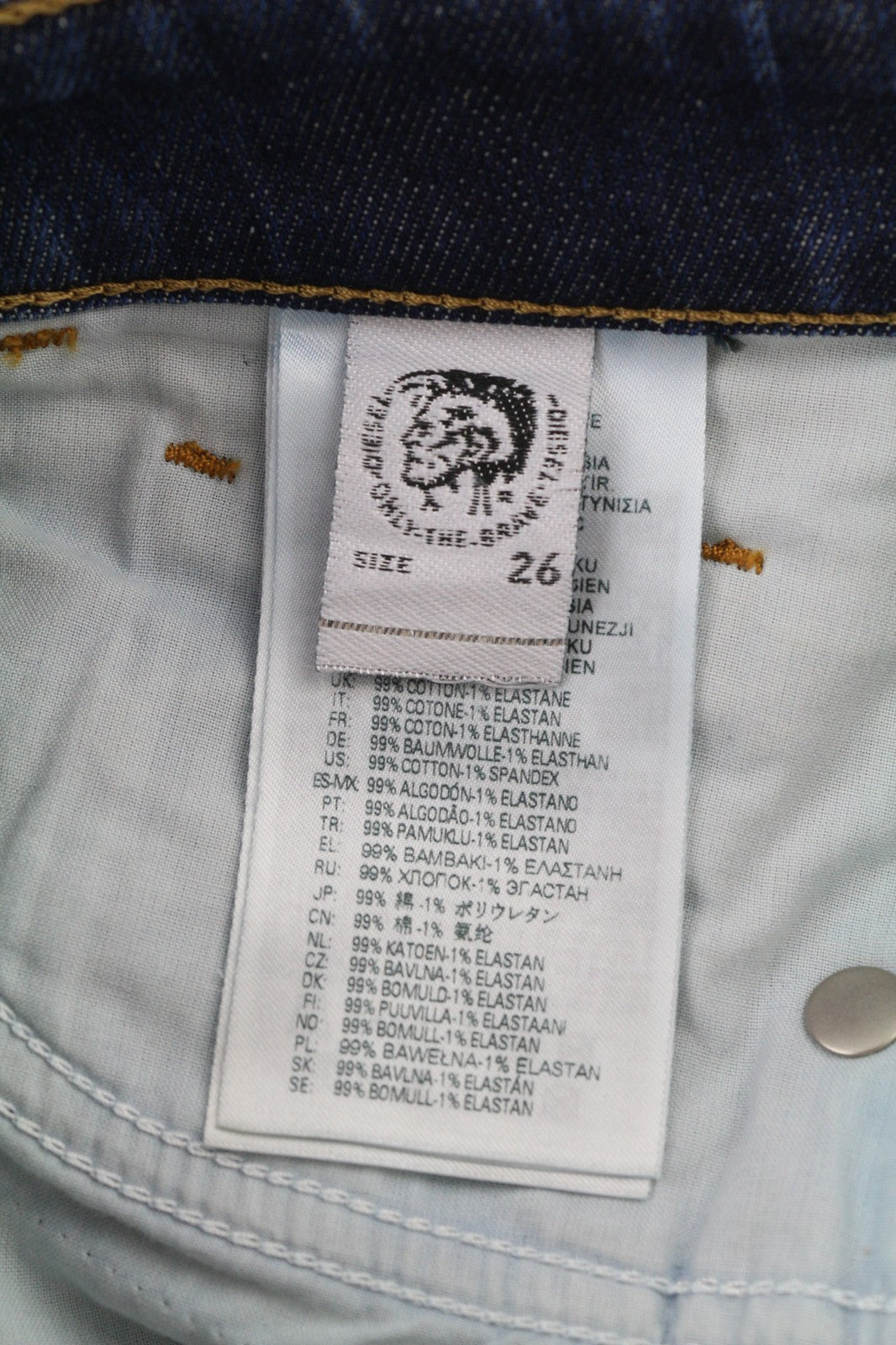 DIESEL D-Joy Z9A05 moteriški džinsai W26/L32 mėlyni, skalbti, ploni, tamprūs, vidutinio liemens 