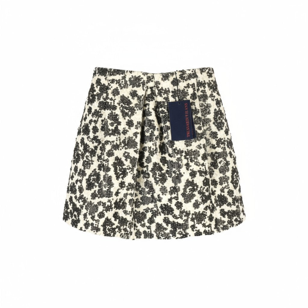 TRUSSARDI JEANS Women's 40 White Pleated Lined Sequin Balloon Mini Skirt