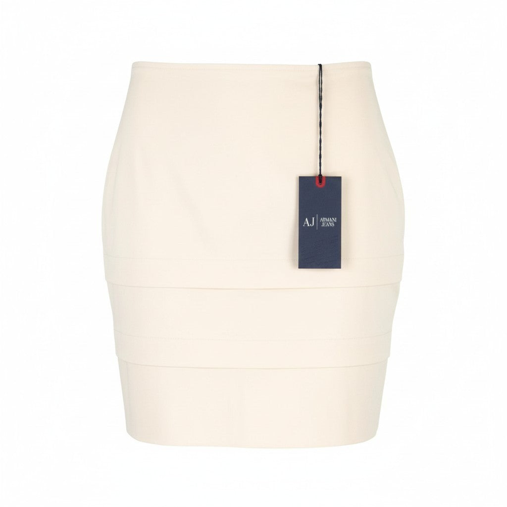 ARMANI JEANS Women's EU36 Beige Cream Cotton Blend Zipped Classic Skirt