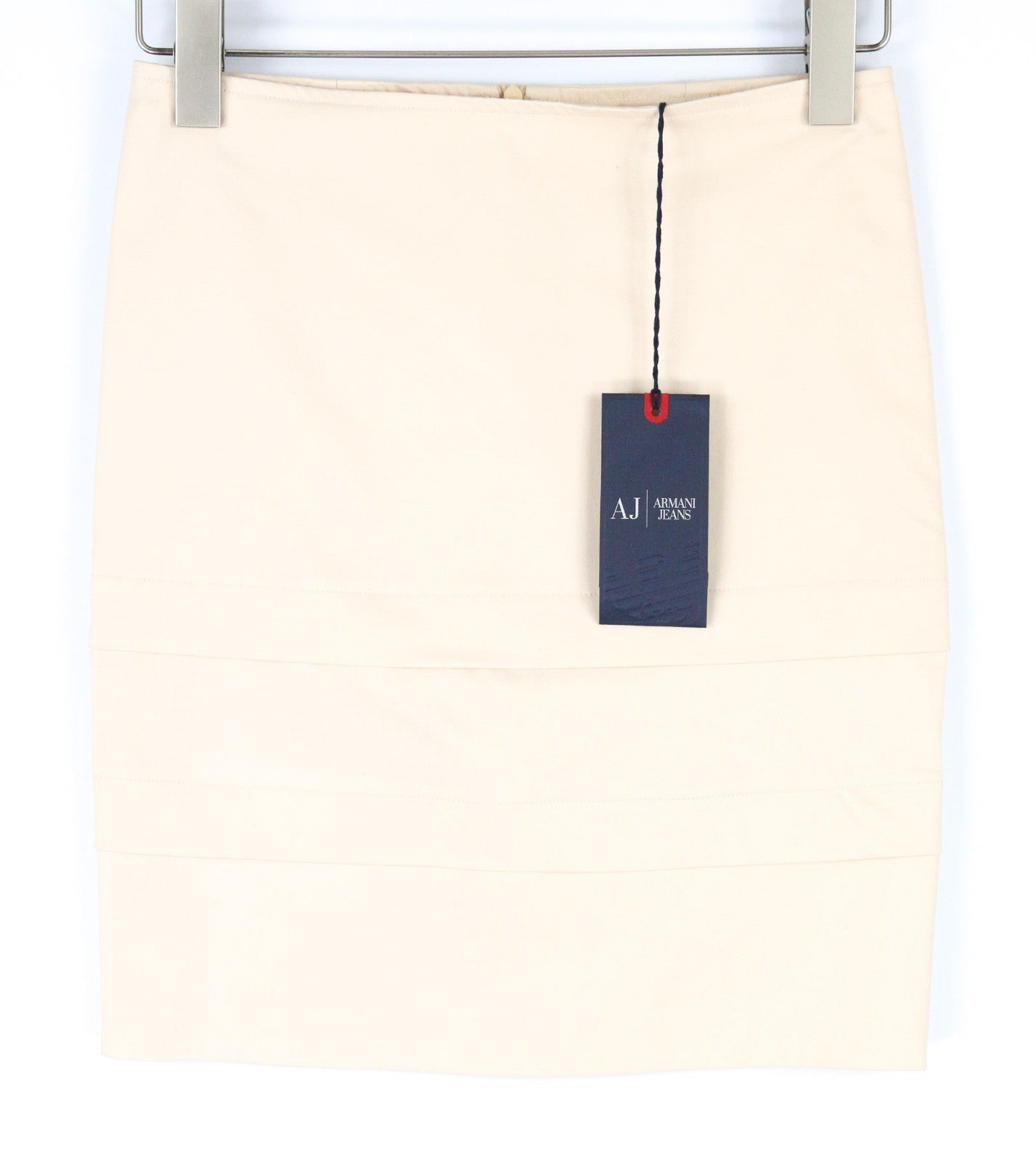 ARMANI JEANS Women's EU36 Beige Cream Cotton Blend Zipped Classic Skirt