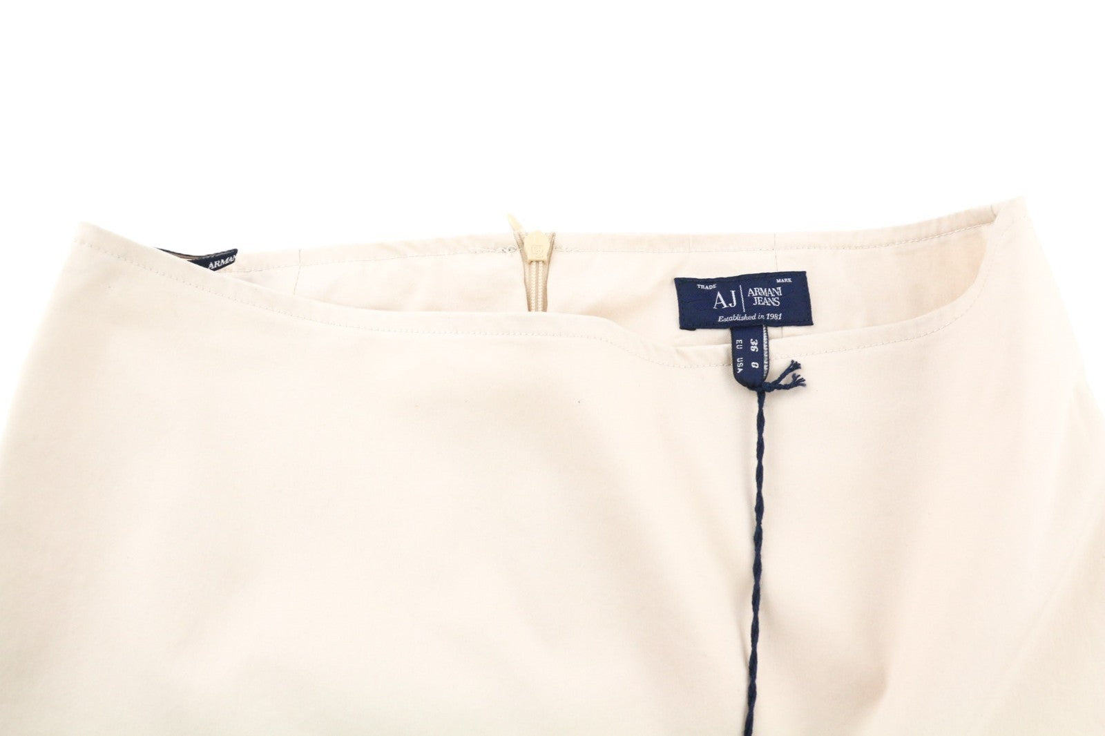 ARMANI JEANS Women's EU36 Beige Cream Cotton Blend Zipped Classic Skirt