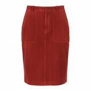 BALLY Women's US8 Brown Calf Leather Suede Lined Pocket Skirt