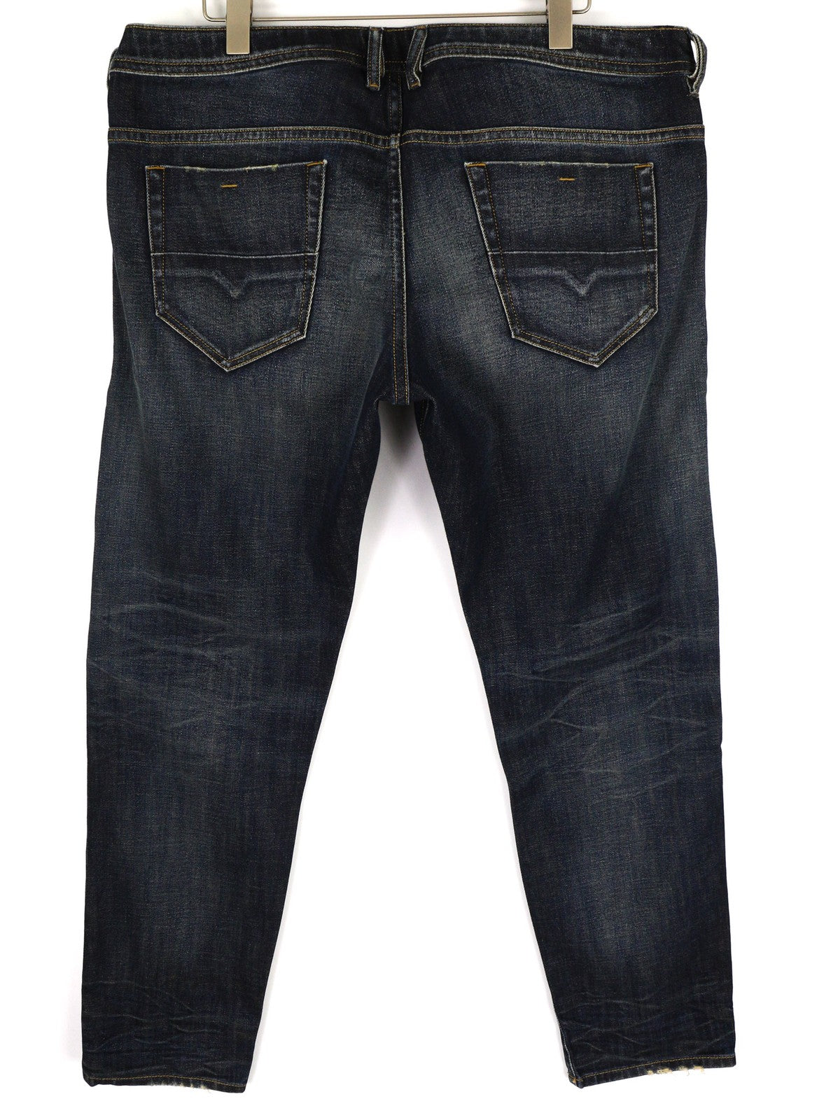 DIESEL Thommer-X 0096U Men's Jeans W40/L32 Dark Blue Distress Slim Fit Zip