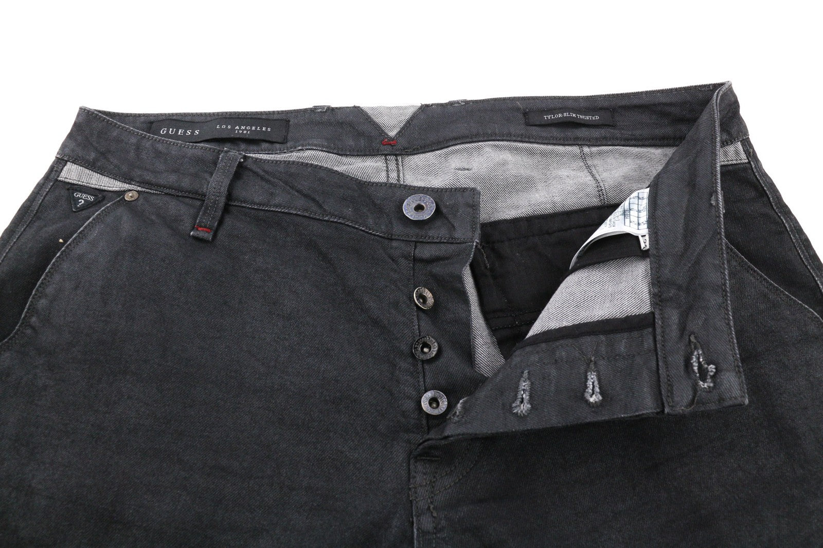 GUESS Tylor Men's W34 Black Stretch Cotton Twisted Slim Button-Fly Jeans