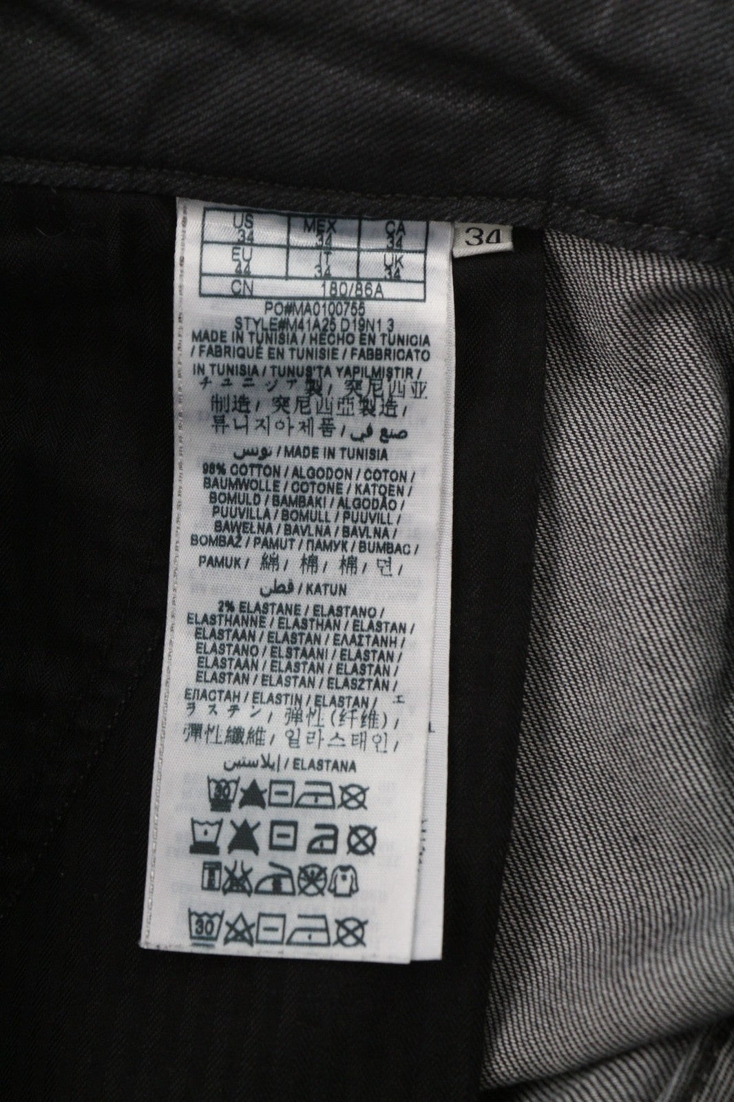 GUESS Tylor Men's W34 Black Stretch Cotton Twisted Slim Button-Fly Jeans