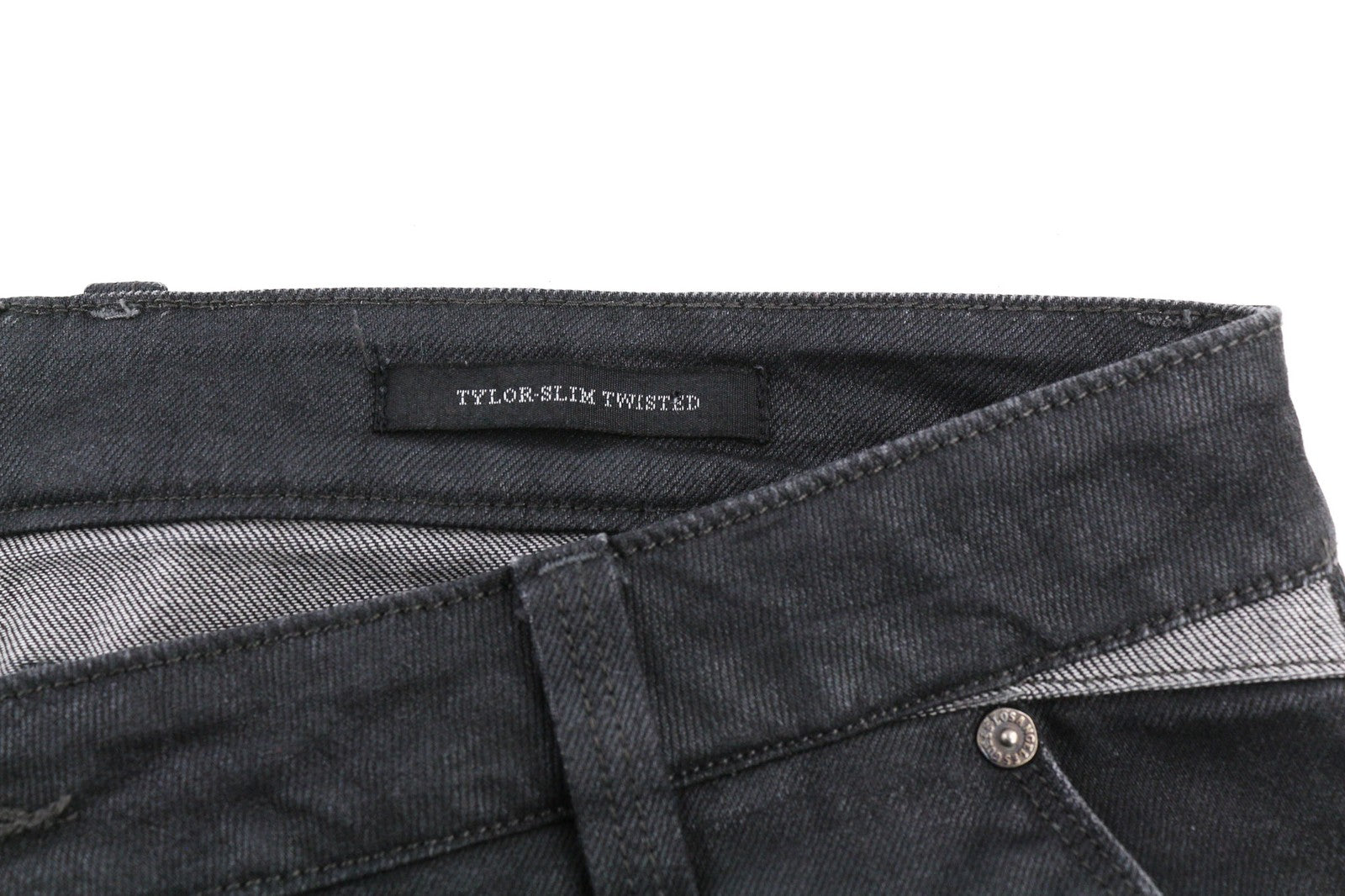 GUESS Tylor Men's W34 Black Stretch Cotton Twisted Slim Button-Fly Jeans