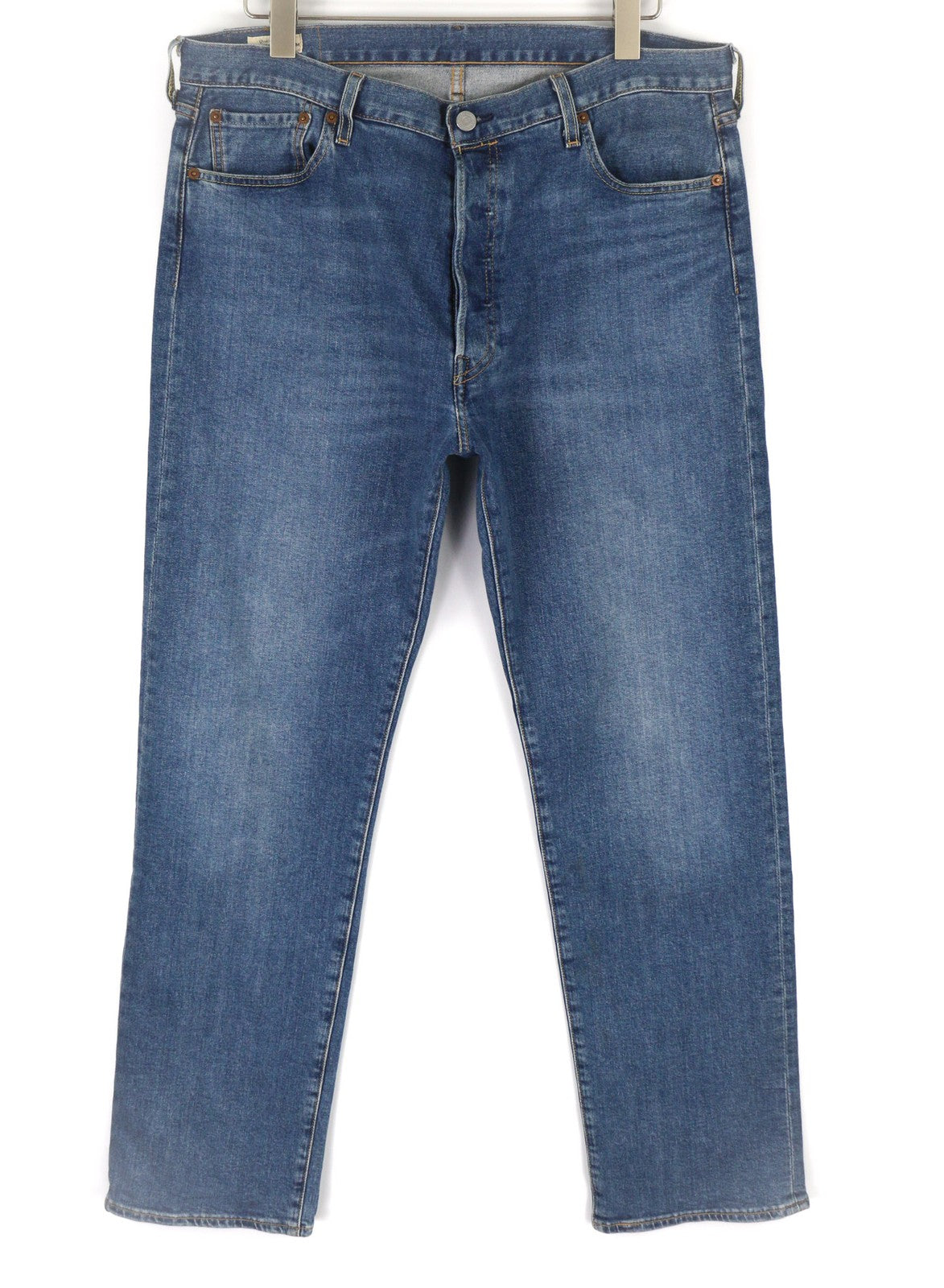 LEVI STRAUSS & CO 501 Men's W36/L32 Blue Stretch Straight Fit Washed Jeans