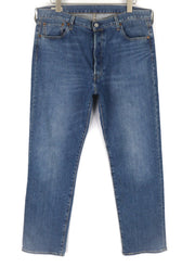 LEVI STRAUSS & CO 501 Men's W36/L32 Blue Stretch Straight Fit Washed Jeans
