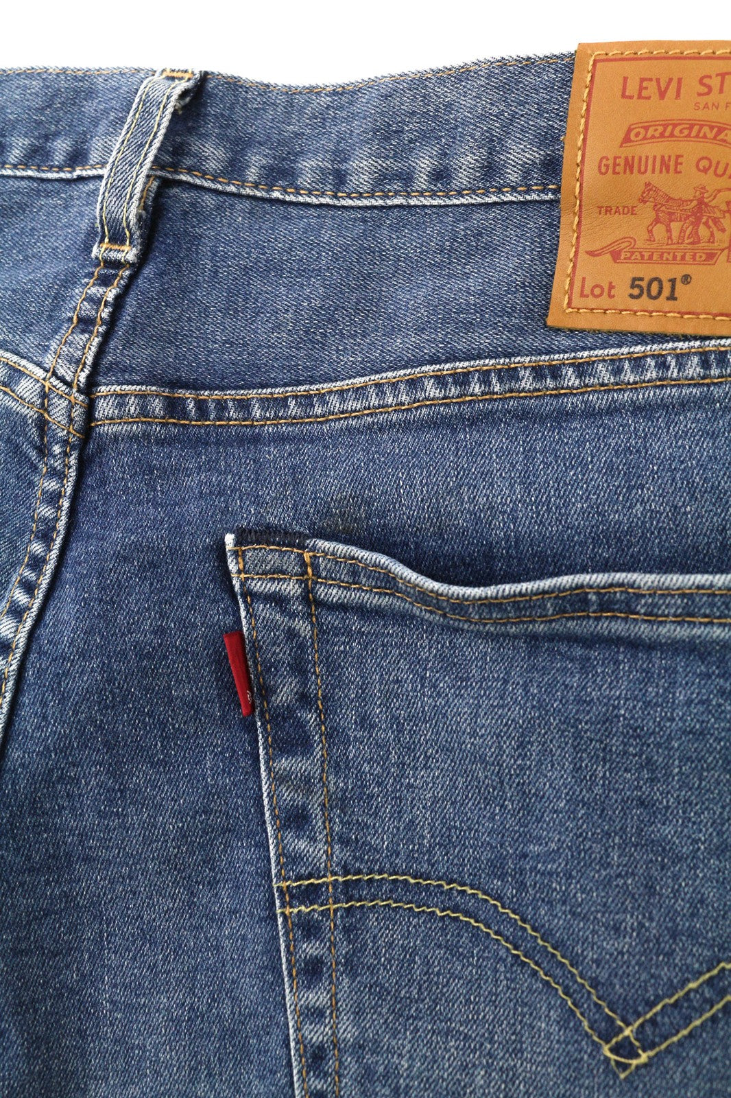 LEVI STRAUSS & CO 501 Men's W36/L32 Blue Stretch Straight Fit Washed Jeans