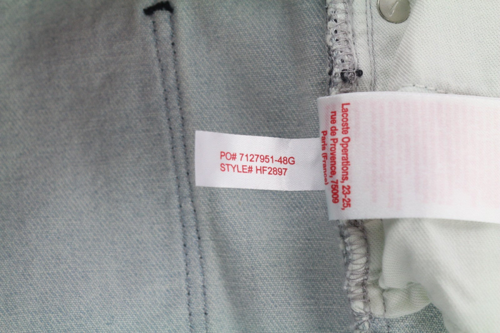 LACOSTE HF2897 moteriški W30 mėlyni skalbtos medvilnės tamprūs ploni siaurėjantys džinsai 