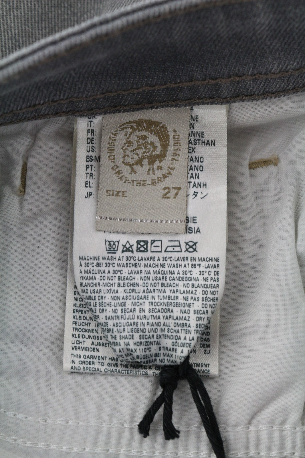 DIESEL Buster 0853T Men's Jeans W27/L30 Grey Washed Slim Tapered Stretch