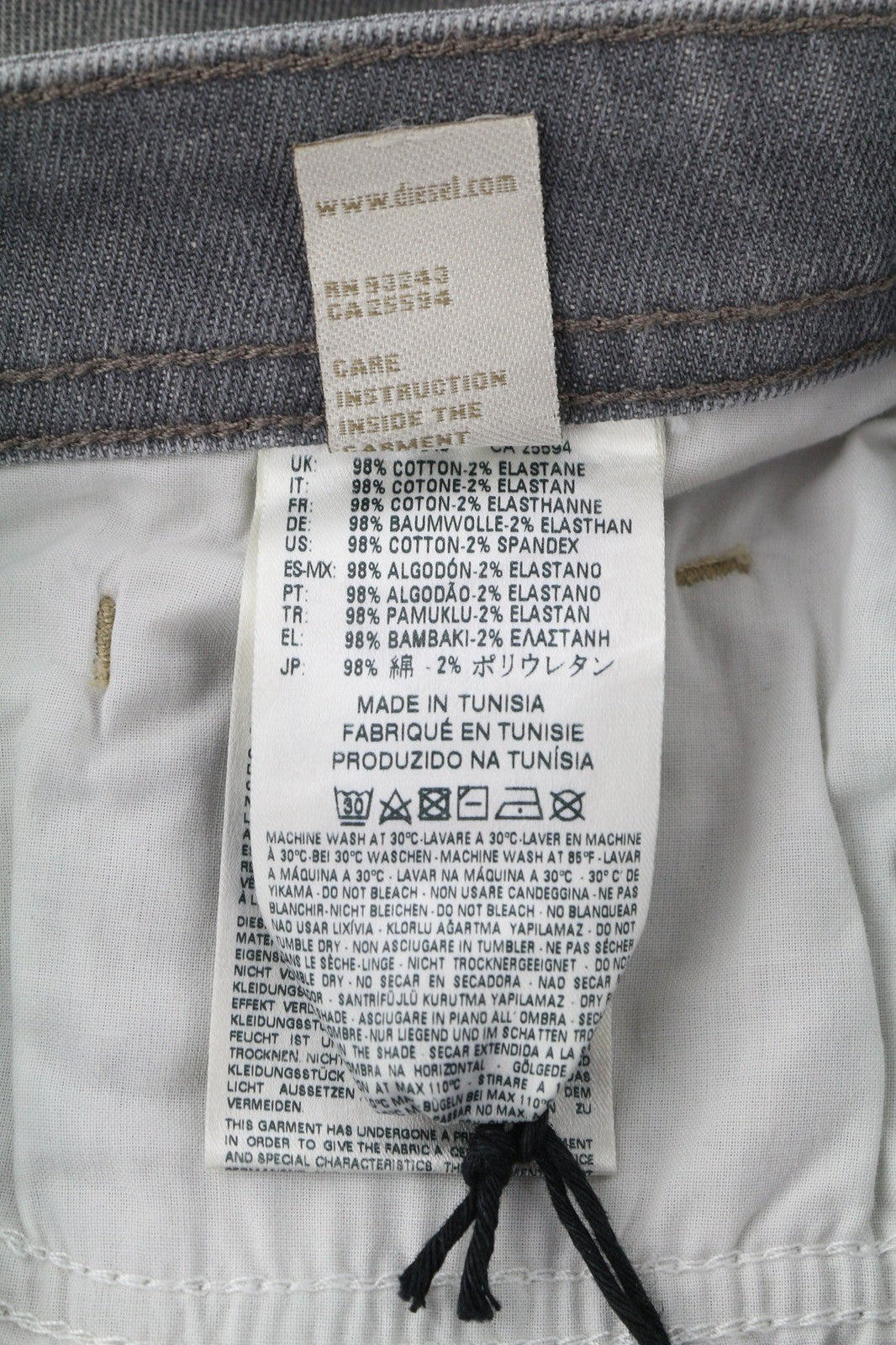 DIESEL Buster 0853T Men's Jeans W27/L30 Grey Washed Slim Tapered Stretch