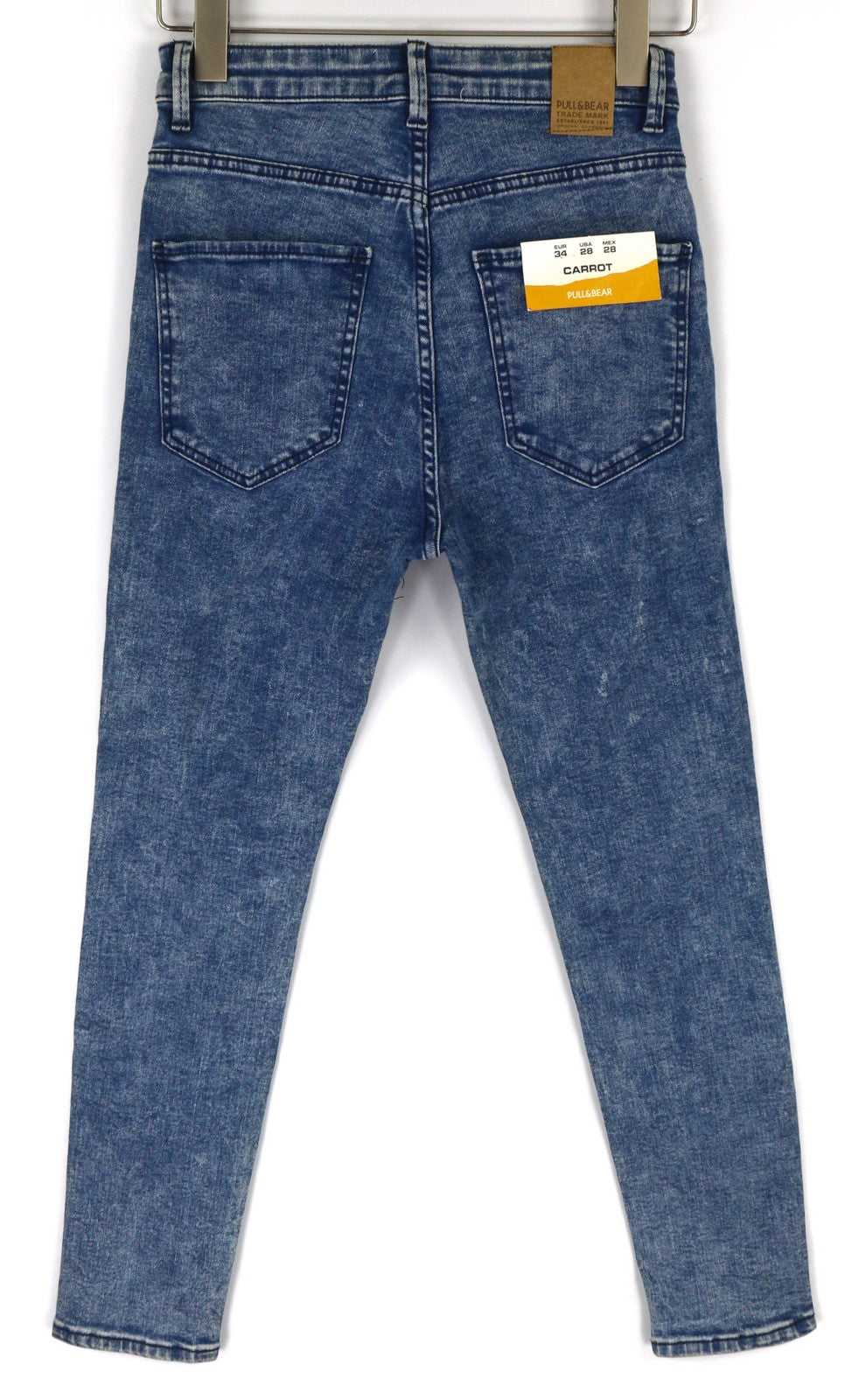 PULL & BEAR Men's W26 Blue Cotton Stretch Carrot Fit Casual 5-Pocket Jeans