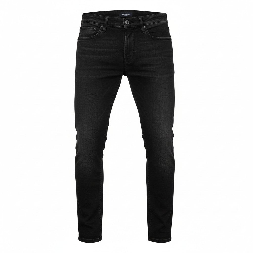 JACK & JONES Tim Men's W27/L32 Black Cotton Stretch Slim Straight Button Jeans