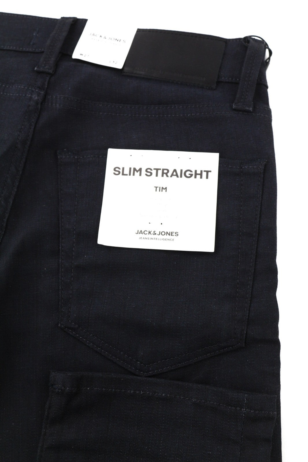 JACK & JONES Tim Men's W27/L32 Black Cotton Stretch Slim Straight Button Jeans