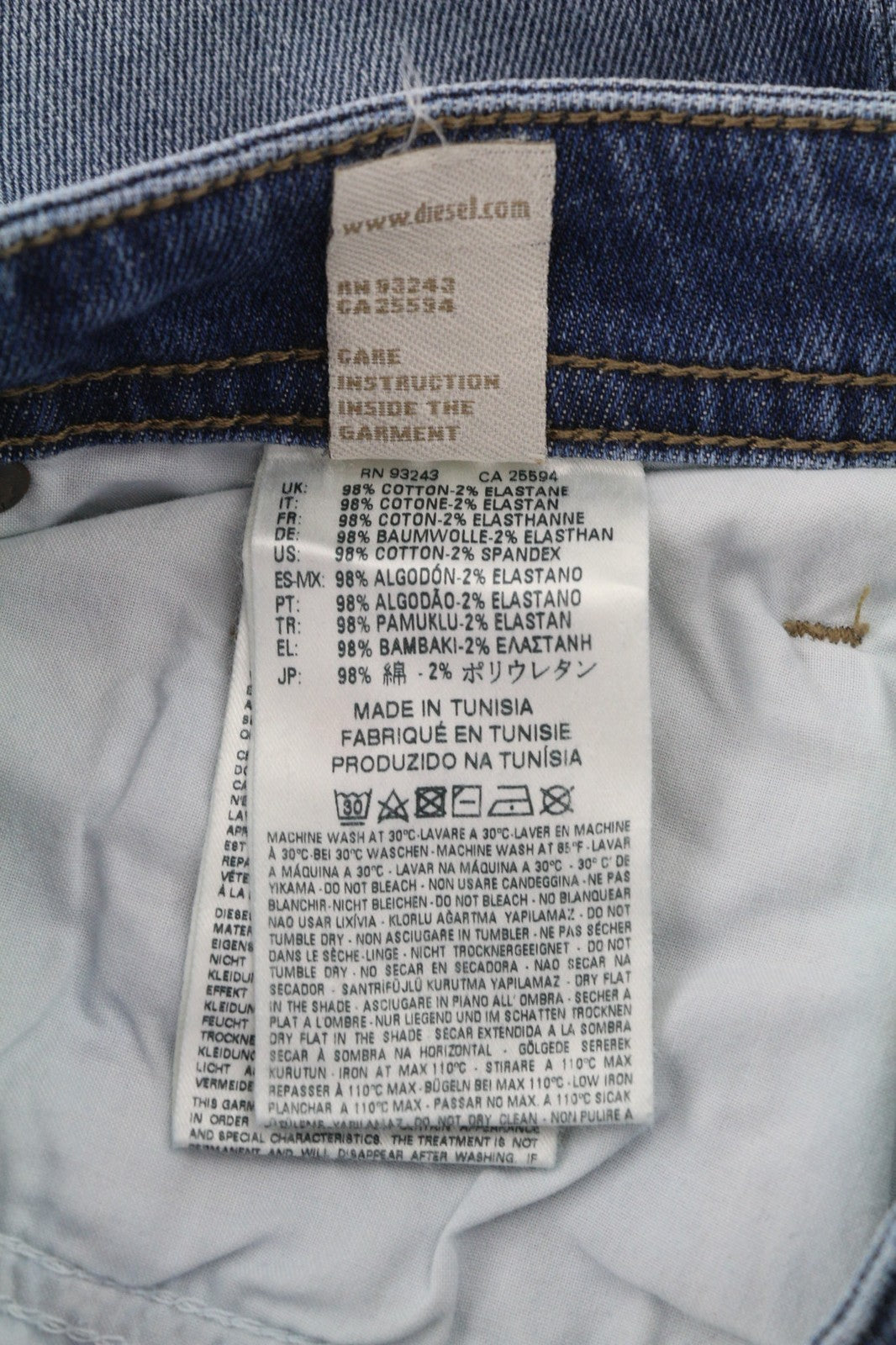 DIESEL Buster 0853P Men's Jeans W27/L30 Blue Washed Slim Tapered Stretch