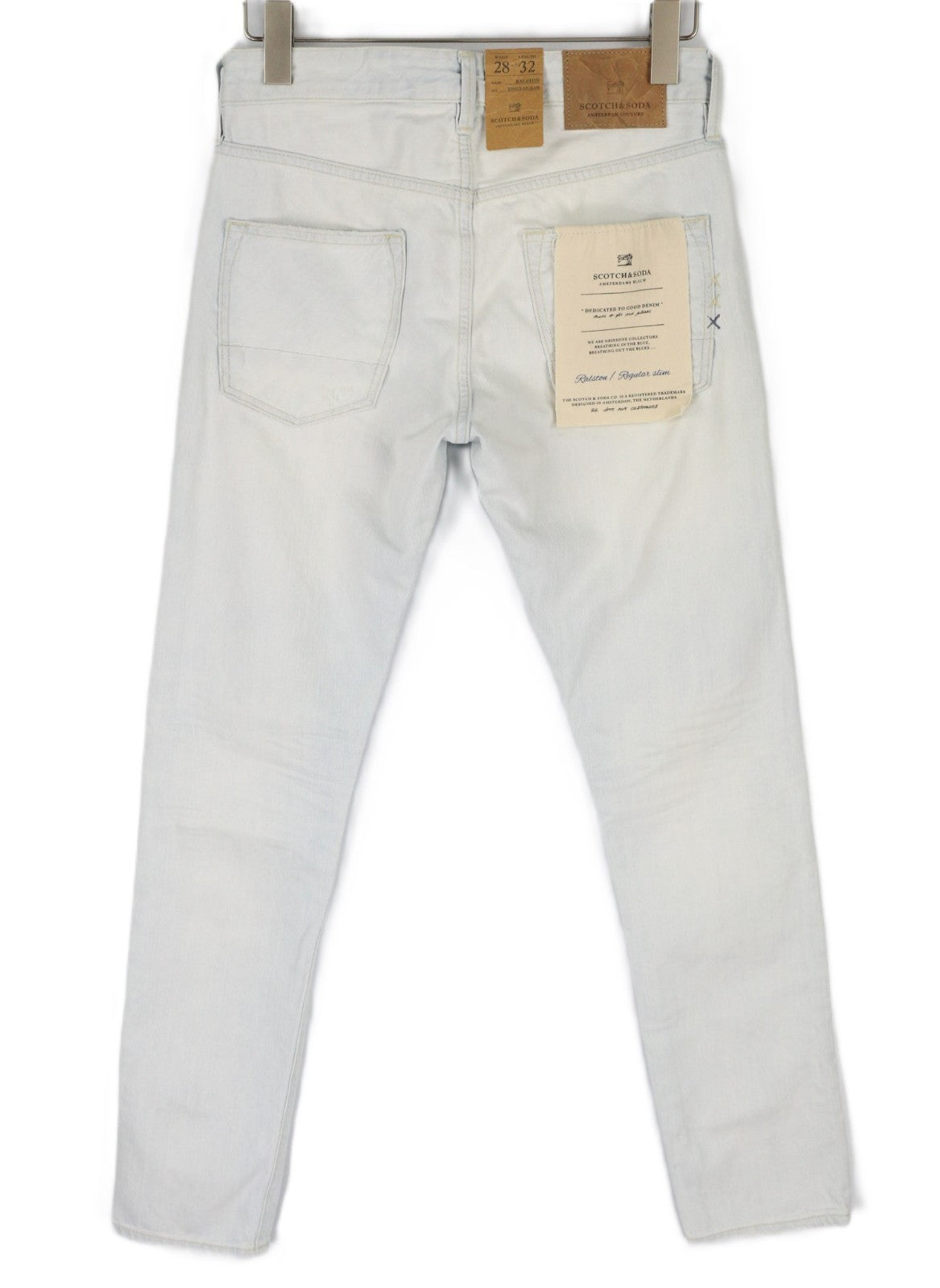 SCOTCH &amp; SODA Ralston vyriški šviesiai mėlyni grynos medvilnės įprasto kirpimo džinsai W28/L32 