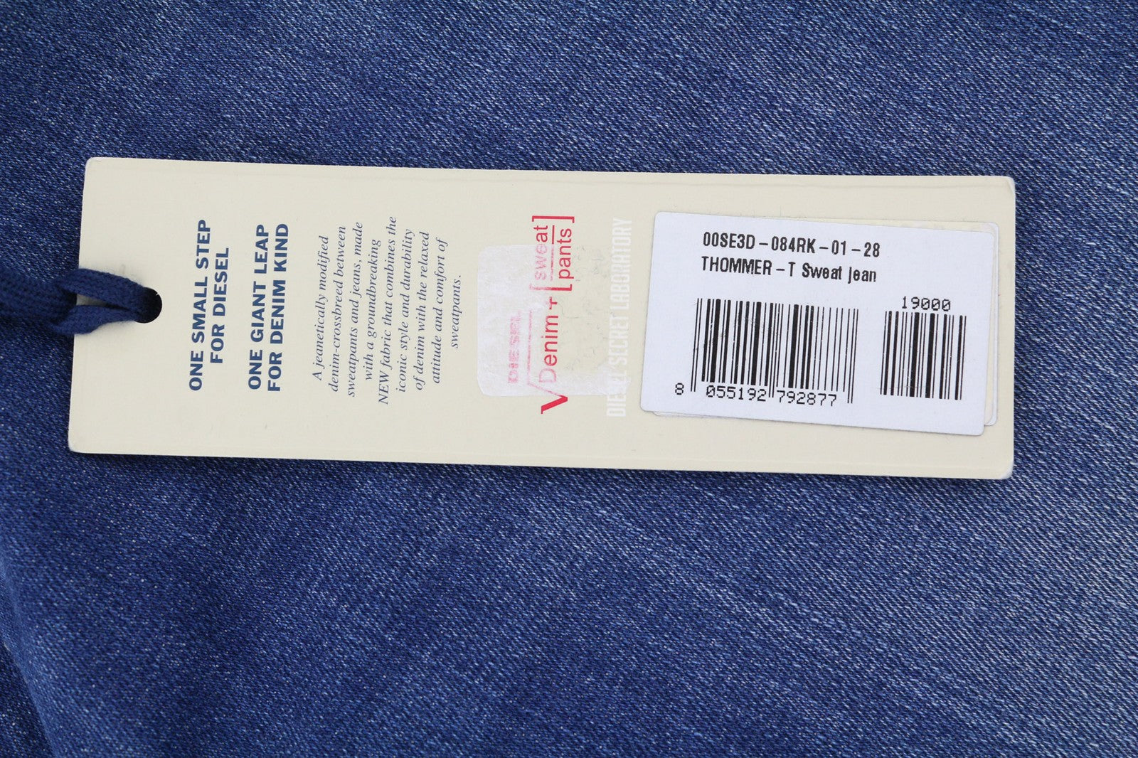 DIESEL Thommer-T 084RK vyriški džinsai W28 Jogg Sweat Slim Washed Blue Stretch 