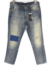 SCOTCH & SODA Bandit Women's W26/L30 Blue Linen Cotton Slim Taper Distress Jeans