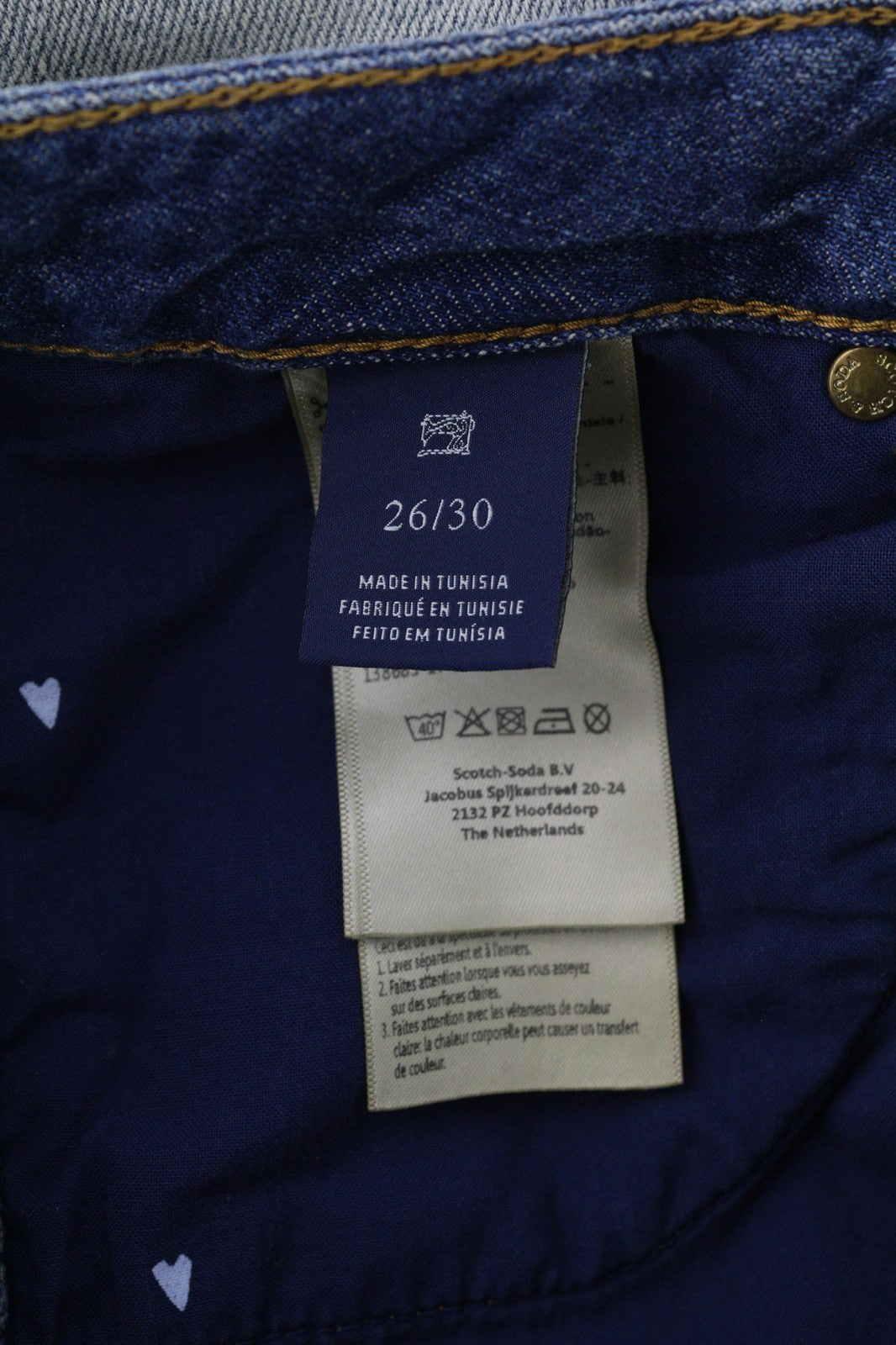 SCOTCH & SODA Bandit Women's W26/L30 Blue Linen Cotton Slim Taper Distress Jeans